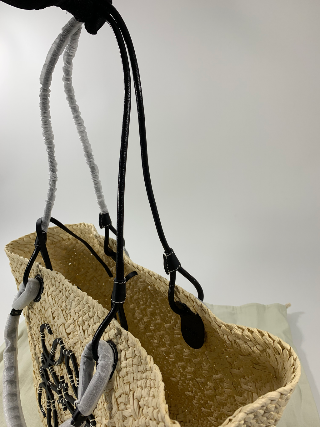 Natural/Black Medium Anagram Basket Bag