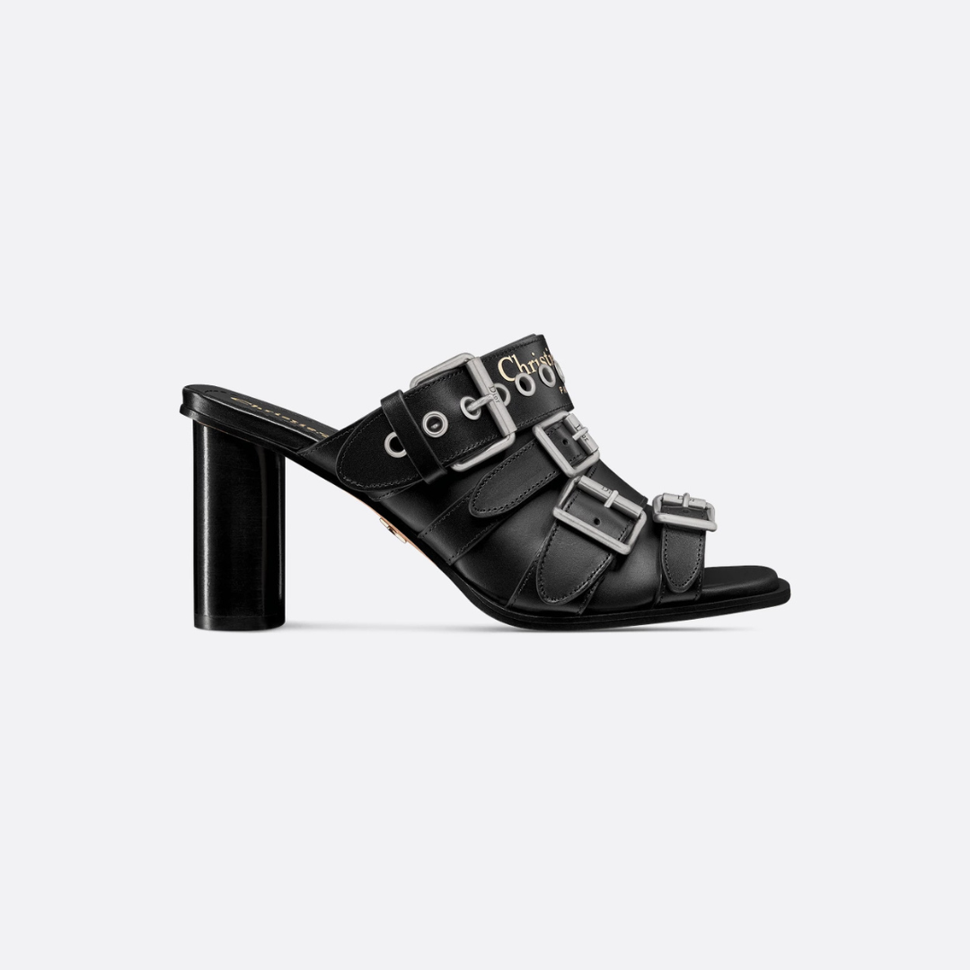 Black Punk Heeled Slide
