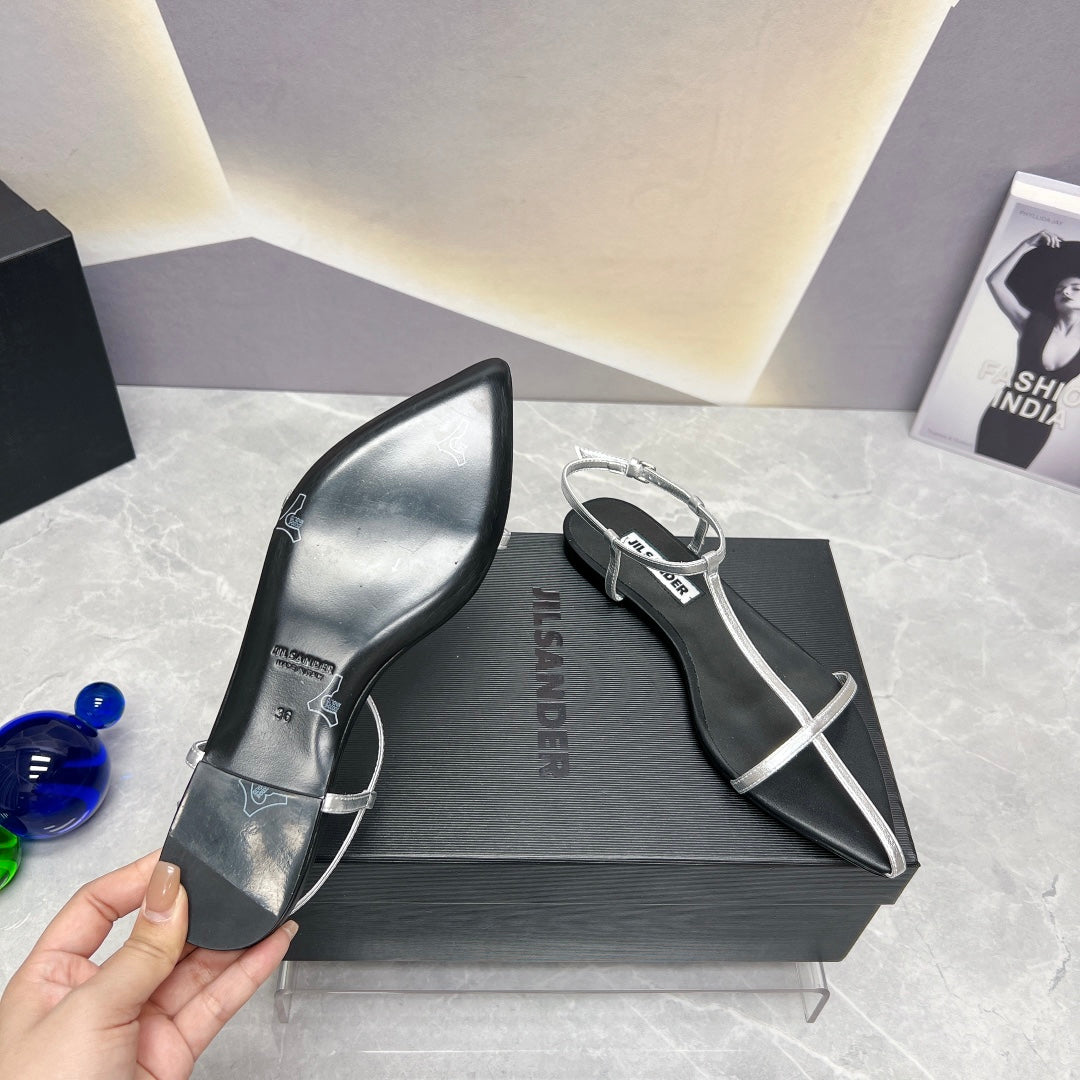 Silver JS Flat Sandals