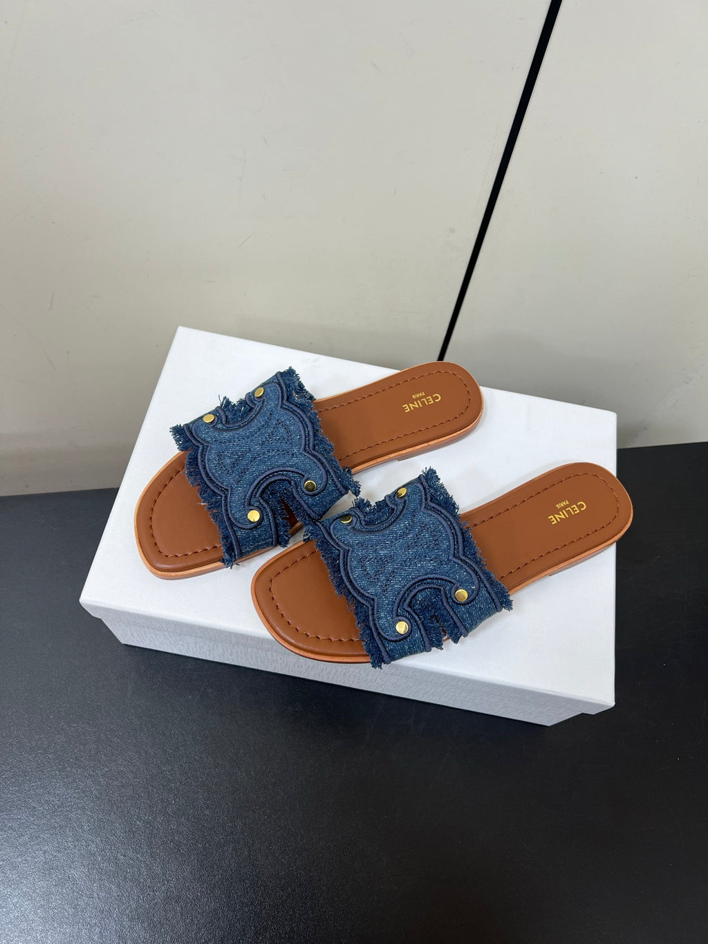 Blue Marina Fringed Mule In Denim