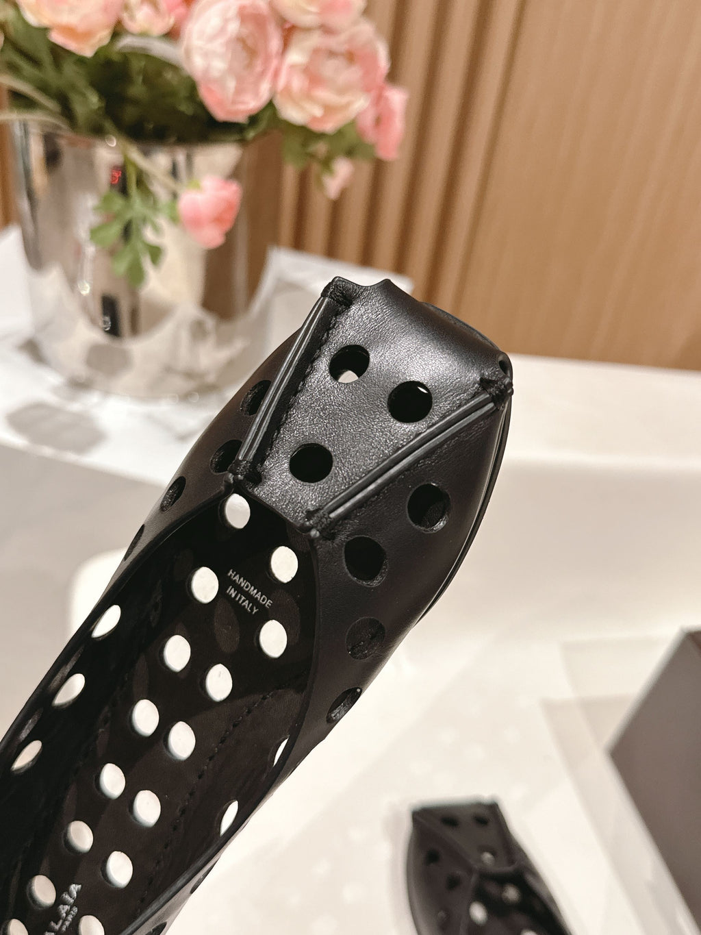 Black Perfo Ballet Flats