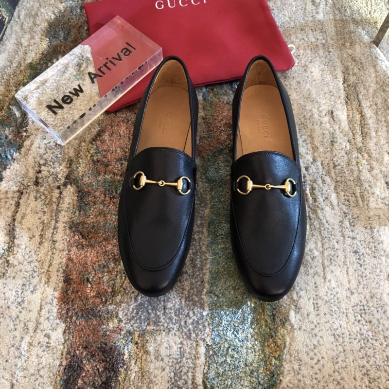 Black GJ leather collapsible-heel loafers