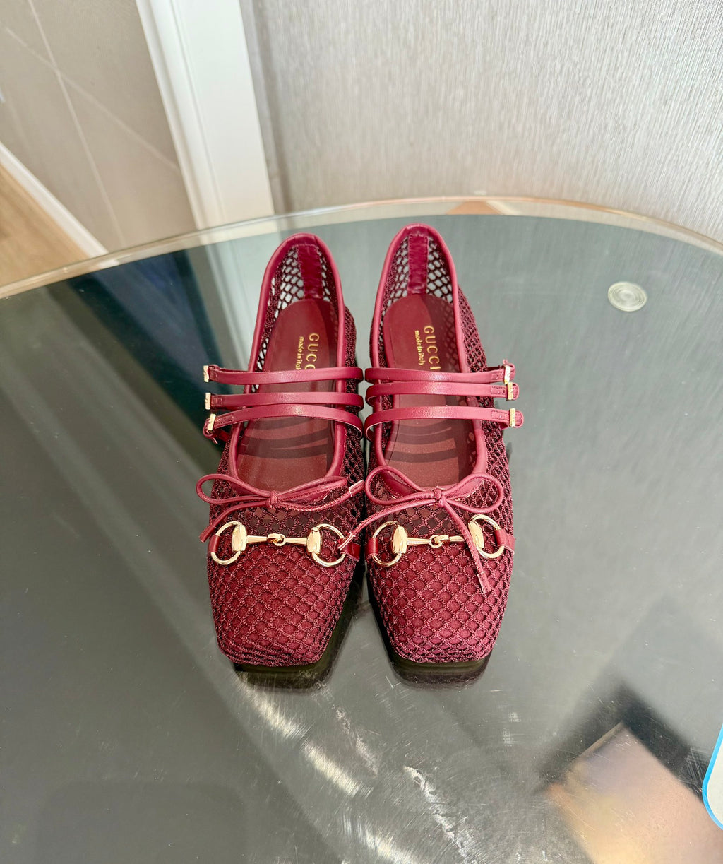 Rosso Ancora Mesh Horsebit Ballet Flat