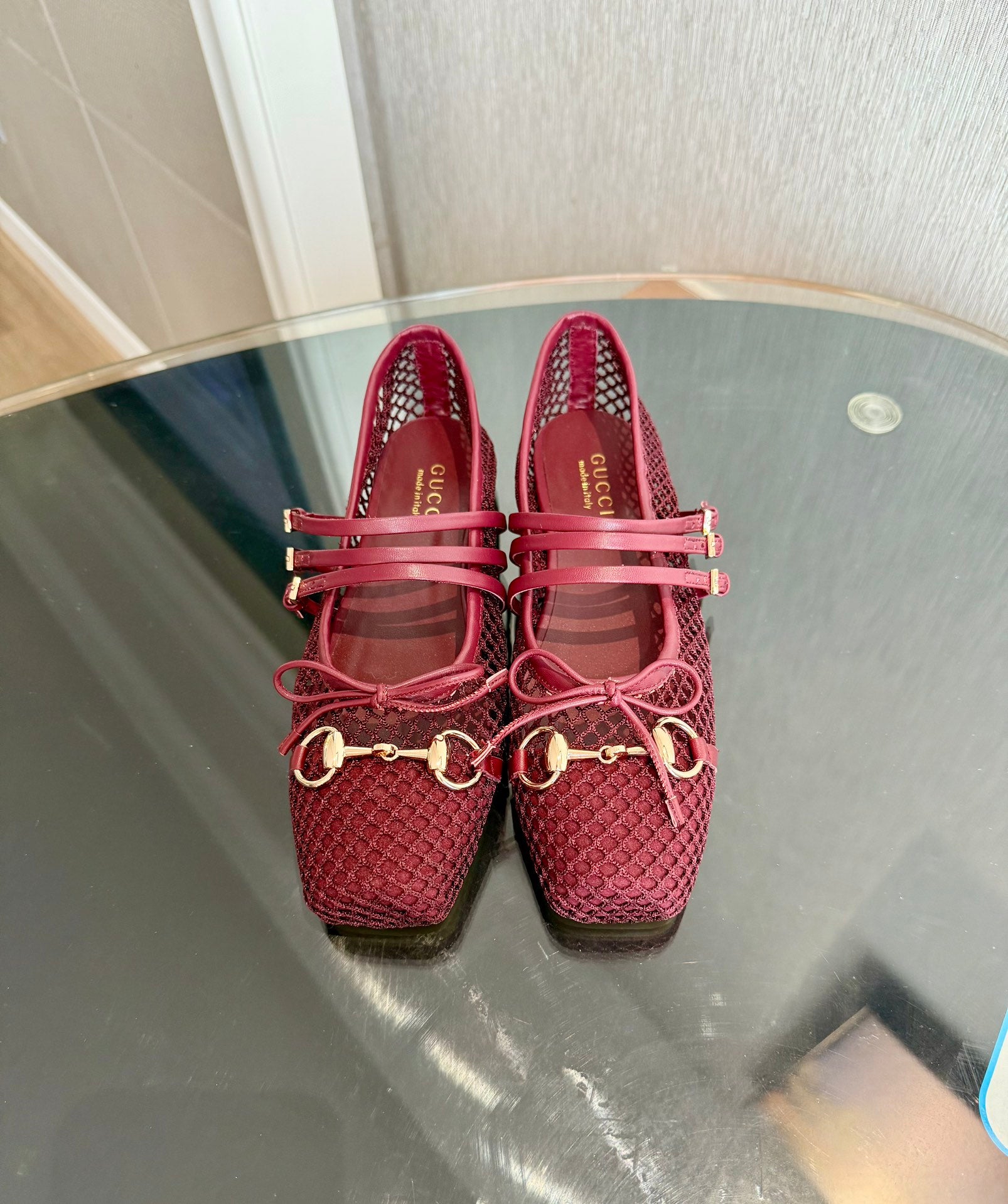 Rosso Ancora Mesh Horsebit Ballet Flat