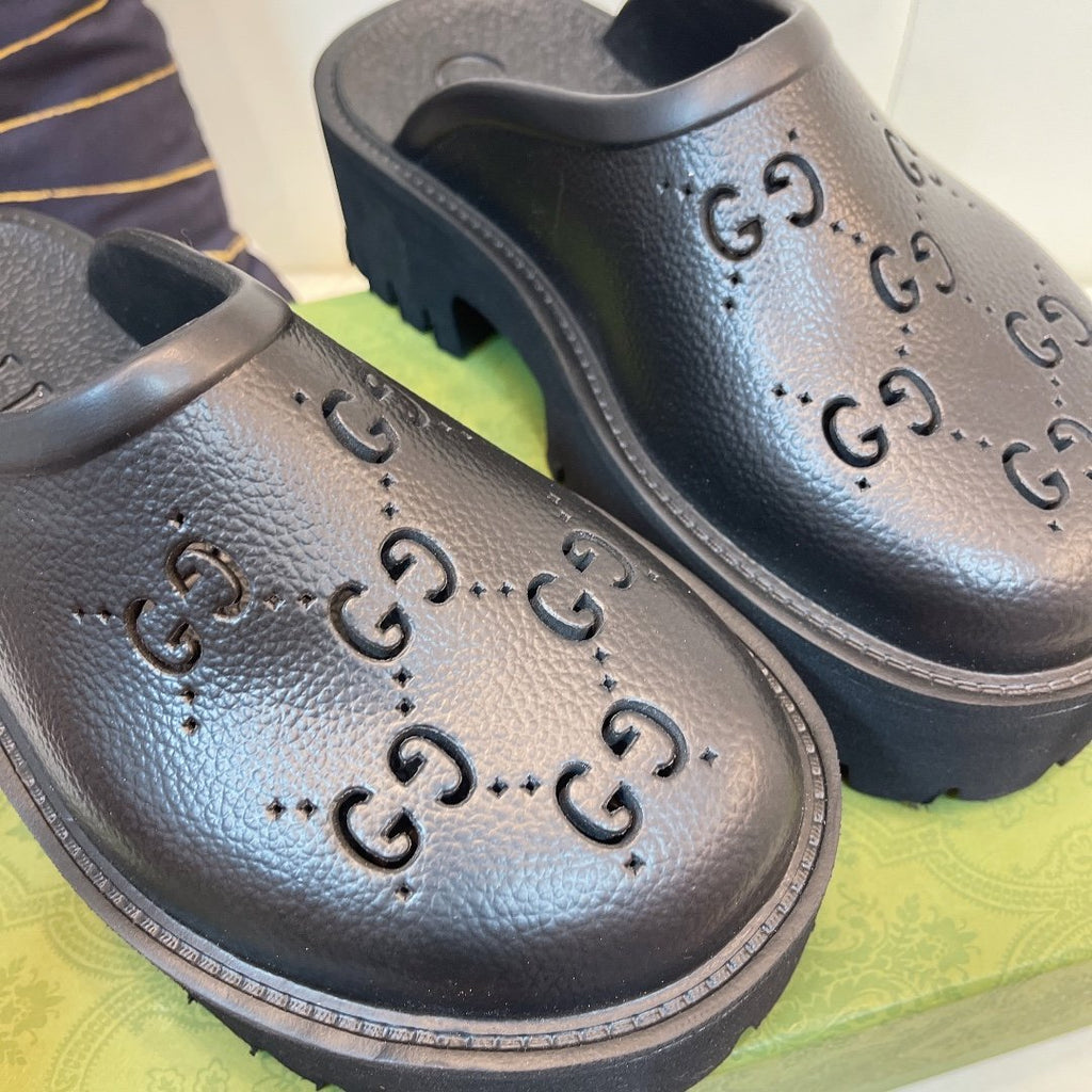 Black GE rubber platform mules