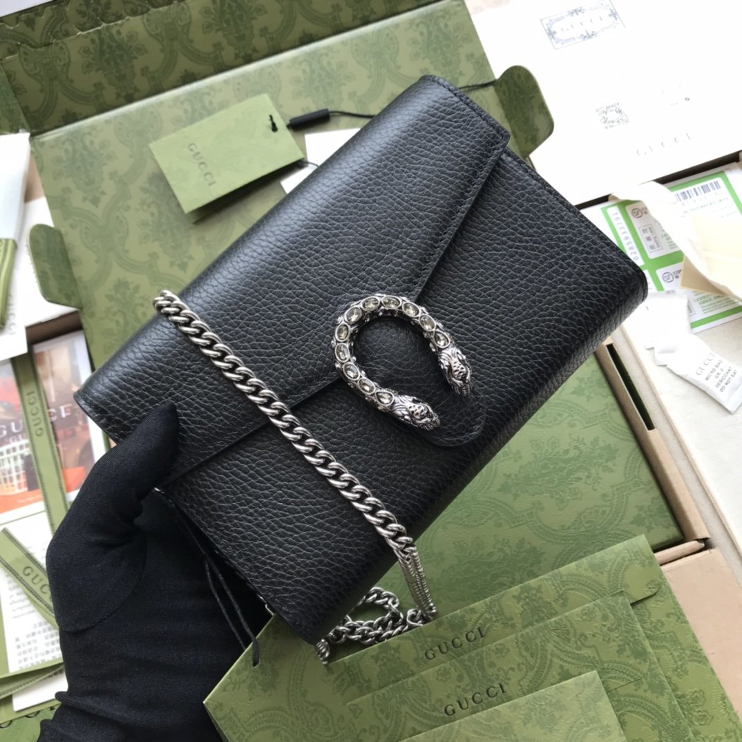 Black DG mini leather chain wallet