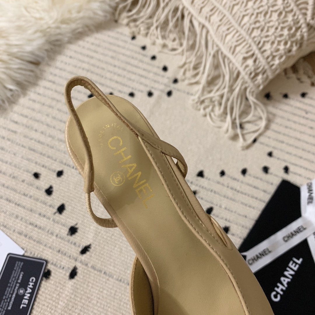 Beige & black CC sling-back