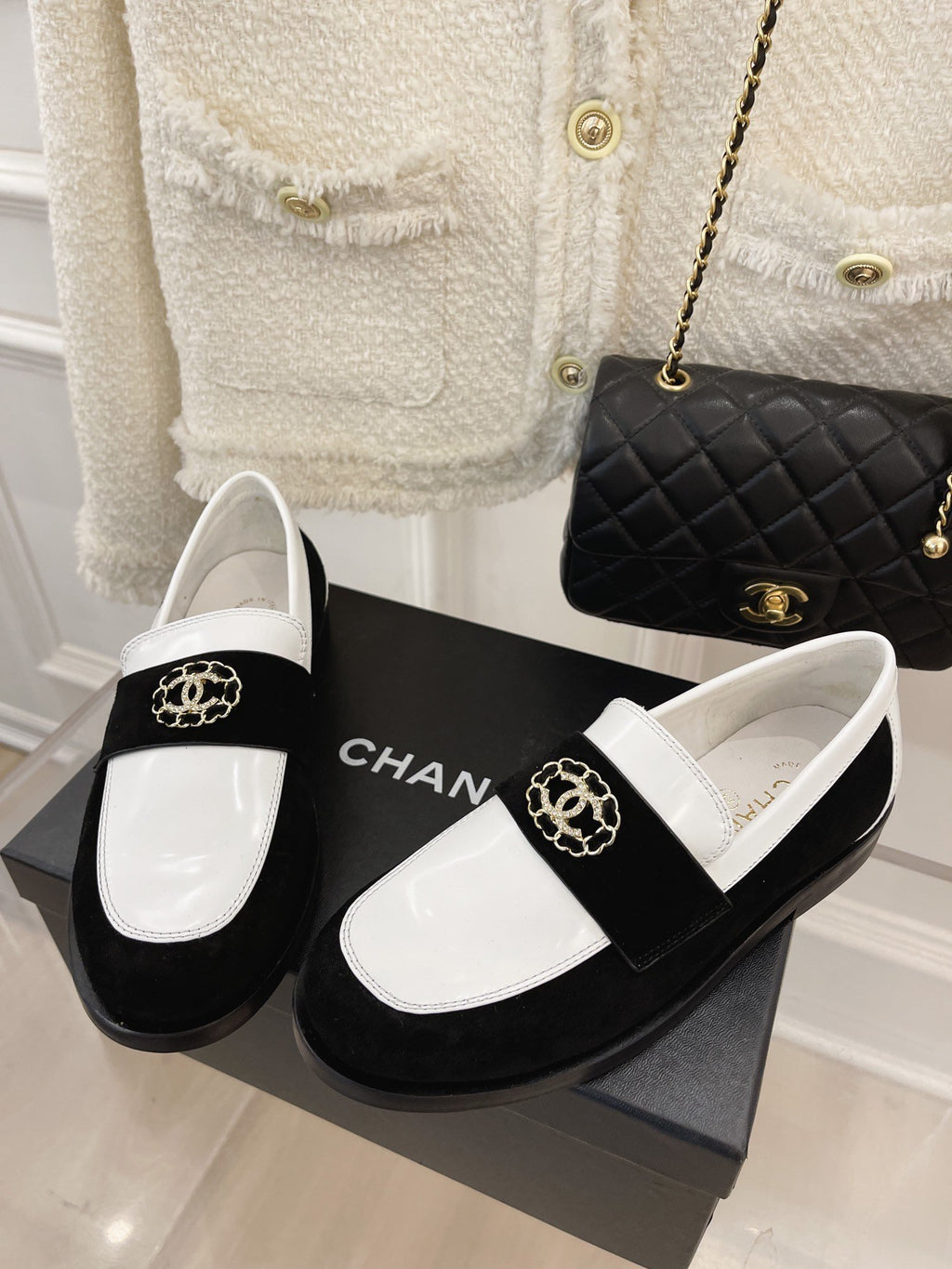 White & Black CC loafers