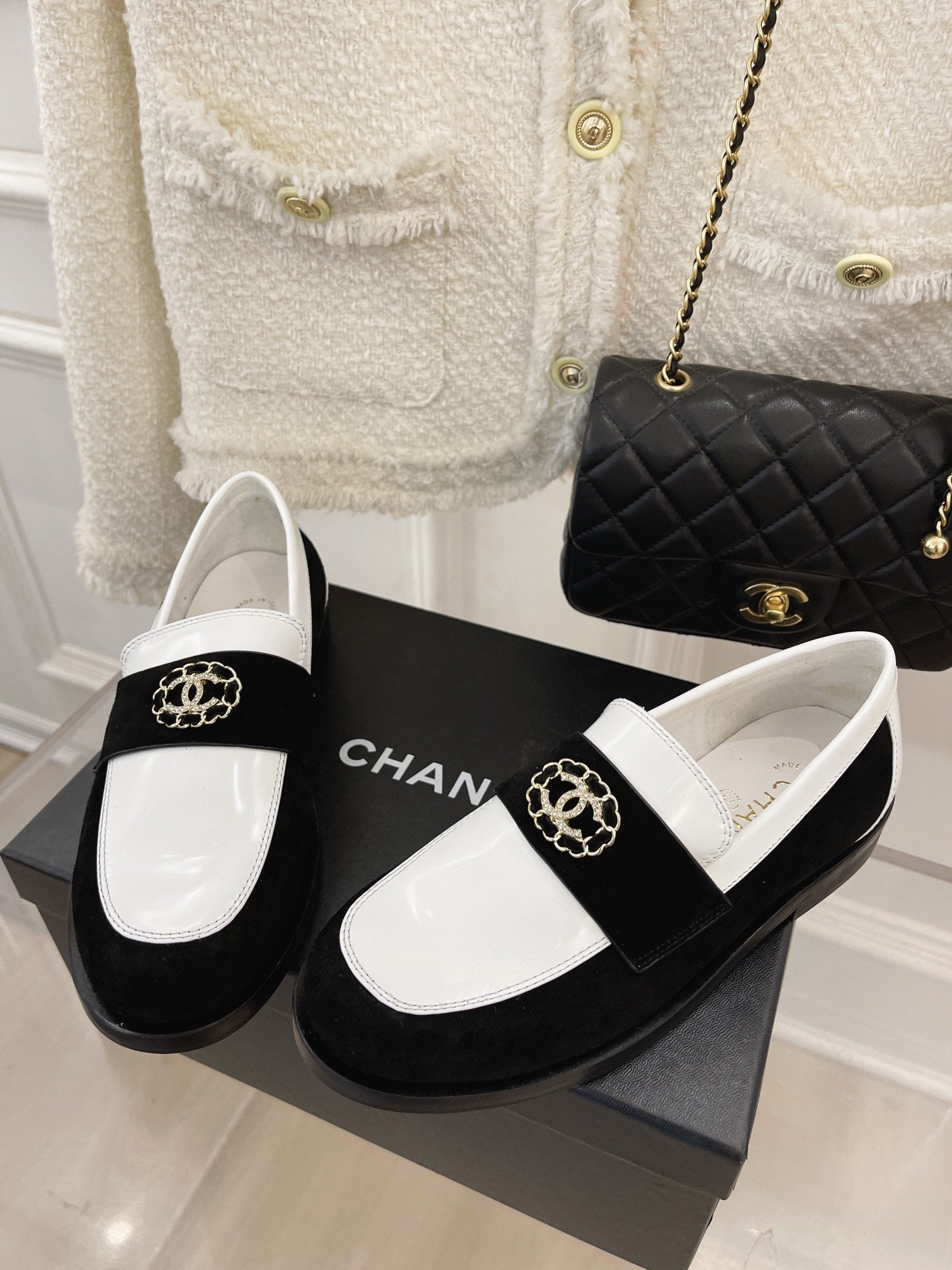 White & Black CC loafers