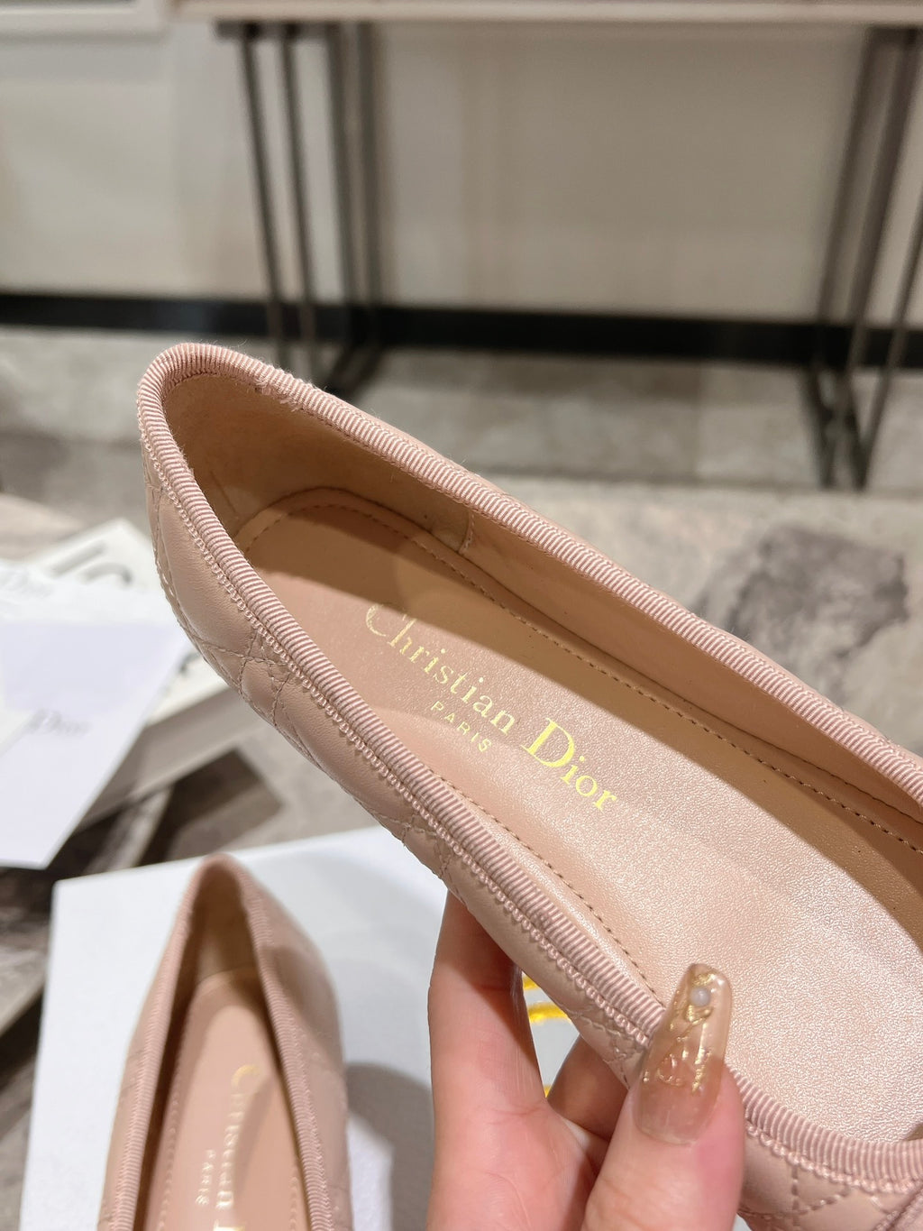 Nude Quilted Ballet Flat