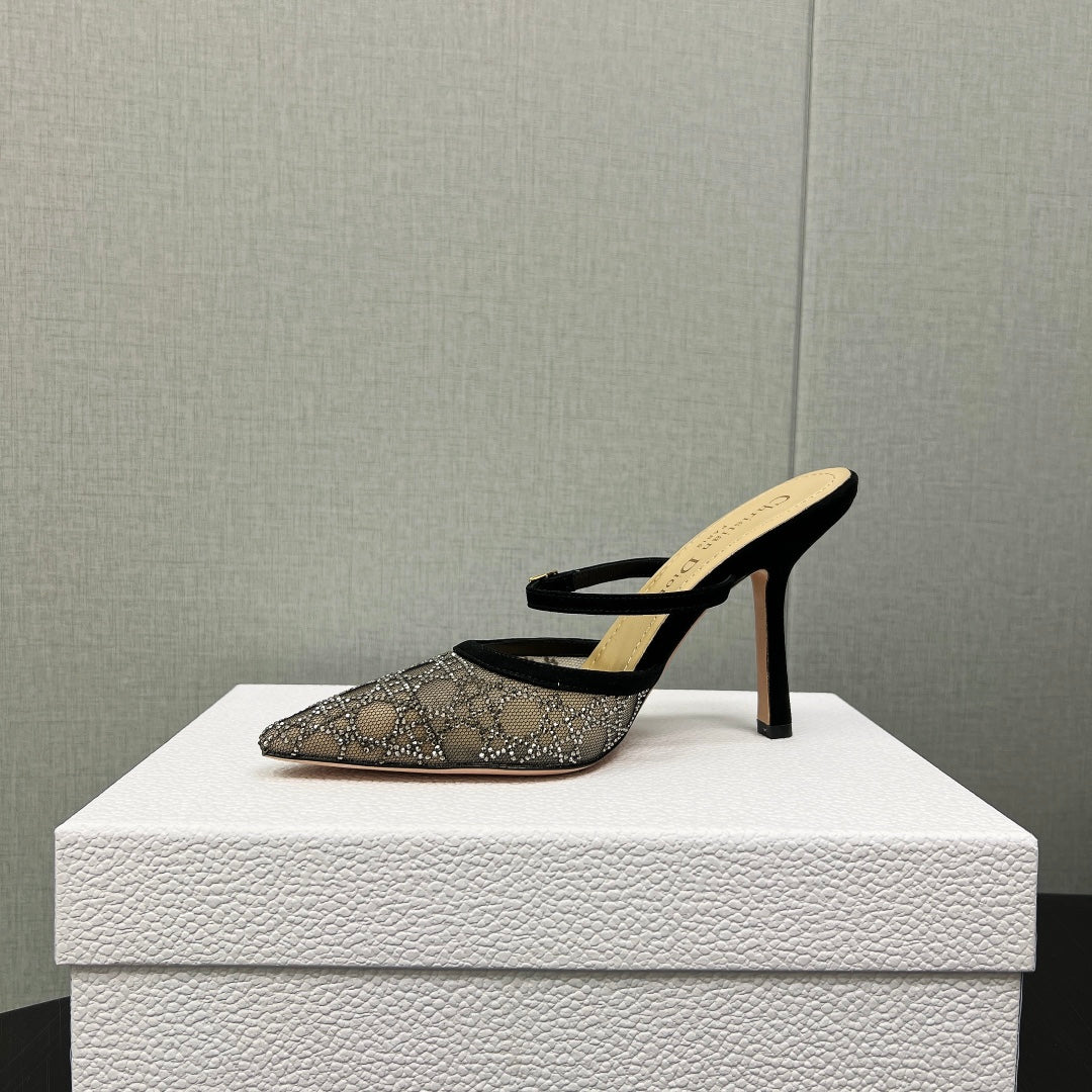 Black Nude Capture Heeled Mule