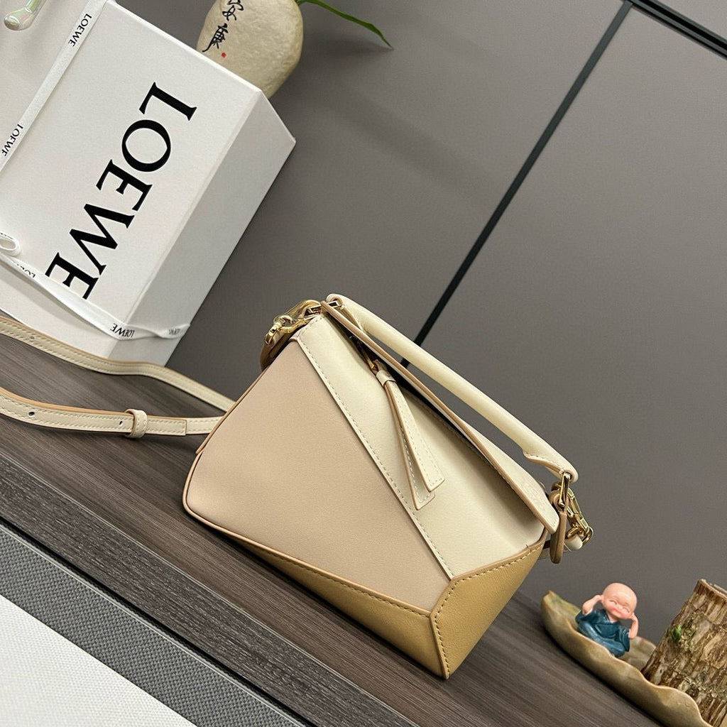 Angora/Dusty Beige/Gold LP Mini Leather Shoulder Bag