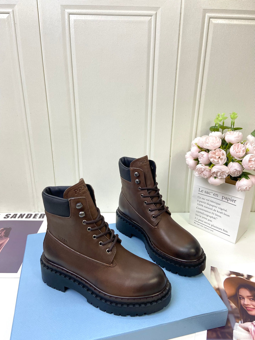 Ebony Leather & Re-Nylon Booties