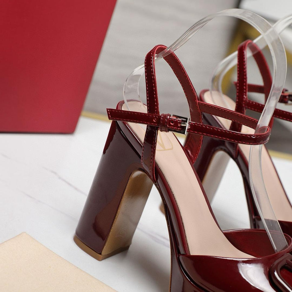 Burgundy 115mm Platform Pumps