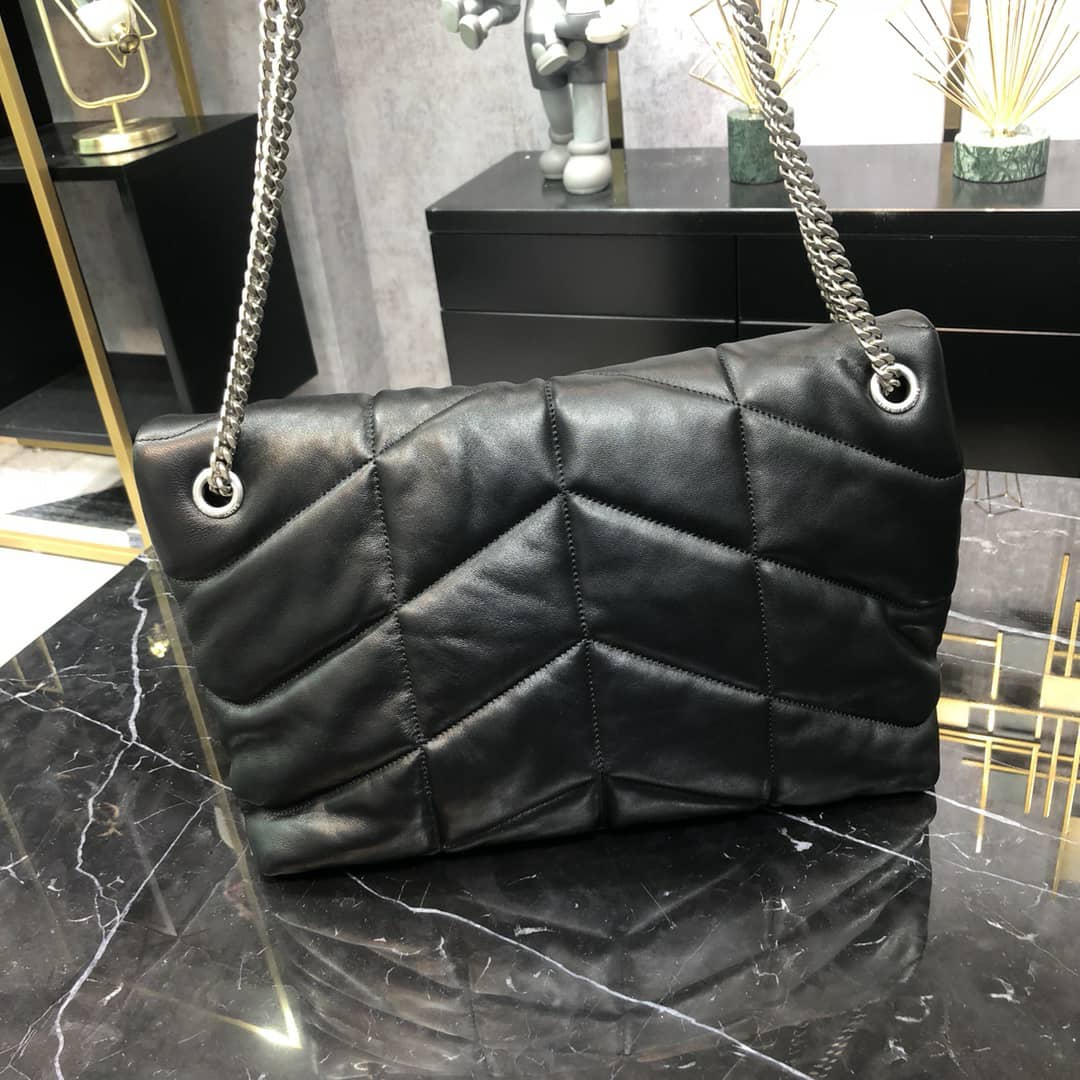 Black LP medium bag in quilted leather