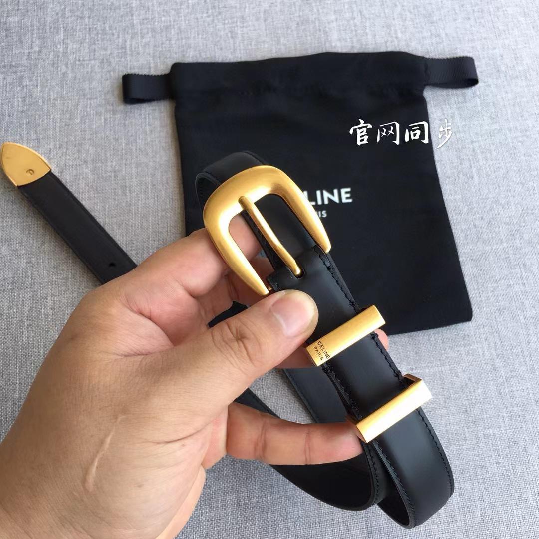 Black Medium Western Belt With Gold Finishing