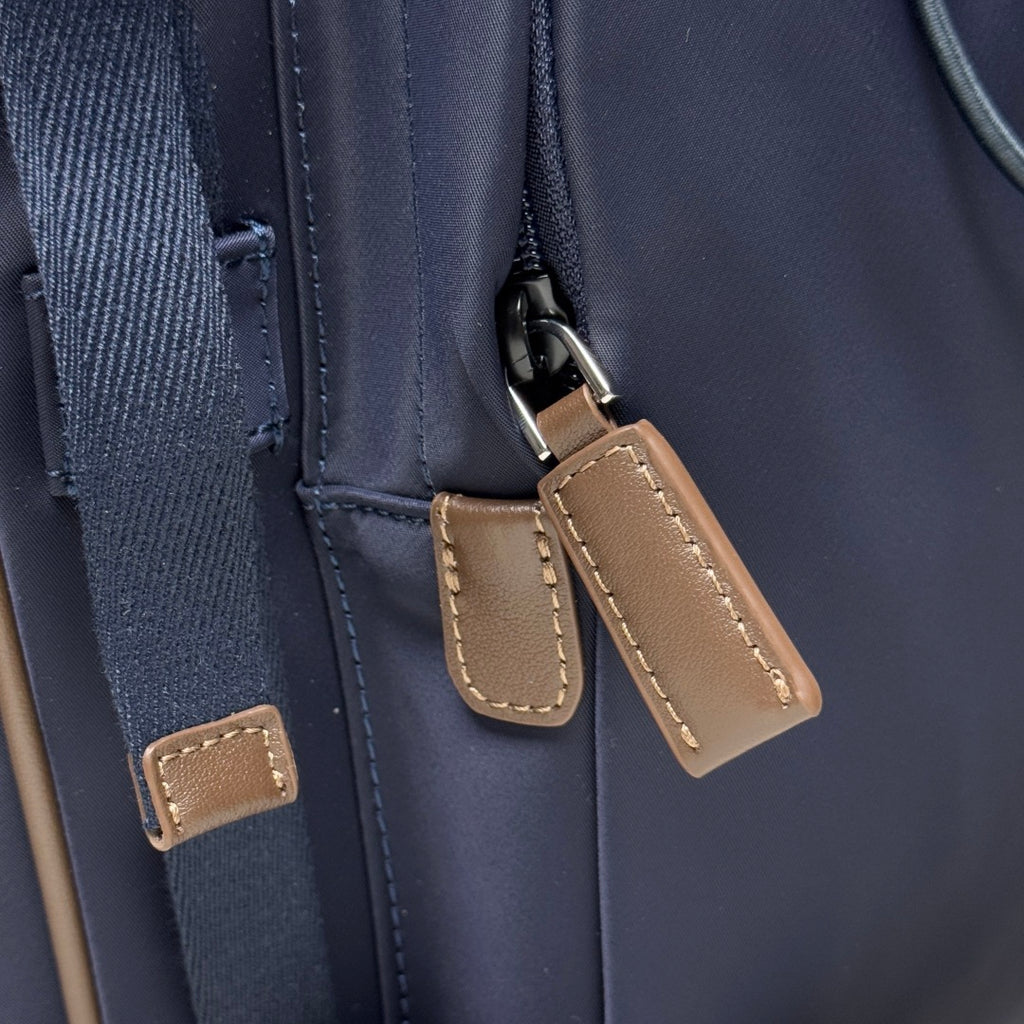 Blue/Coffee Re-Nylon & Leather Backpack