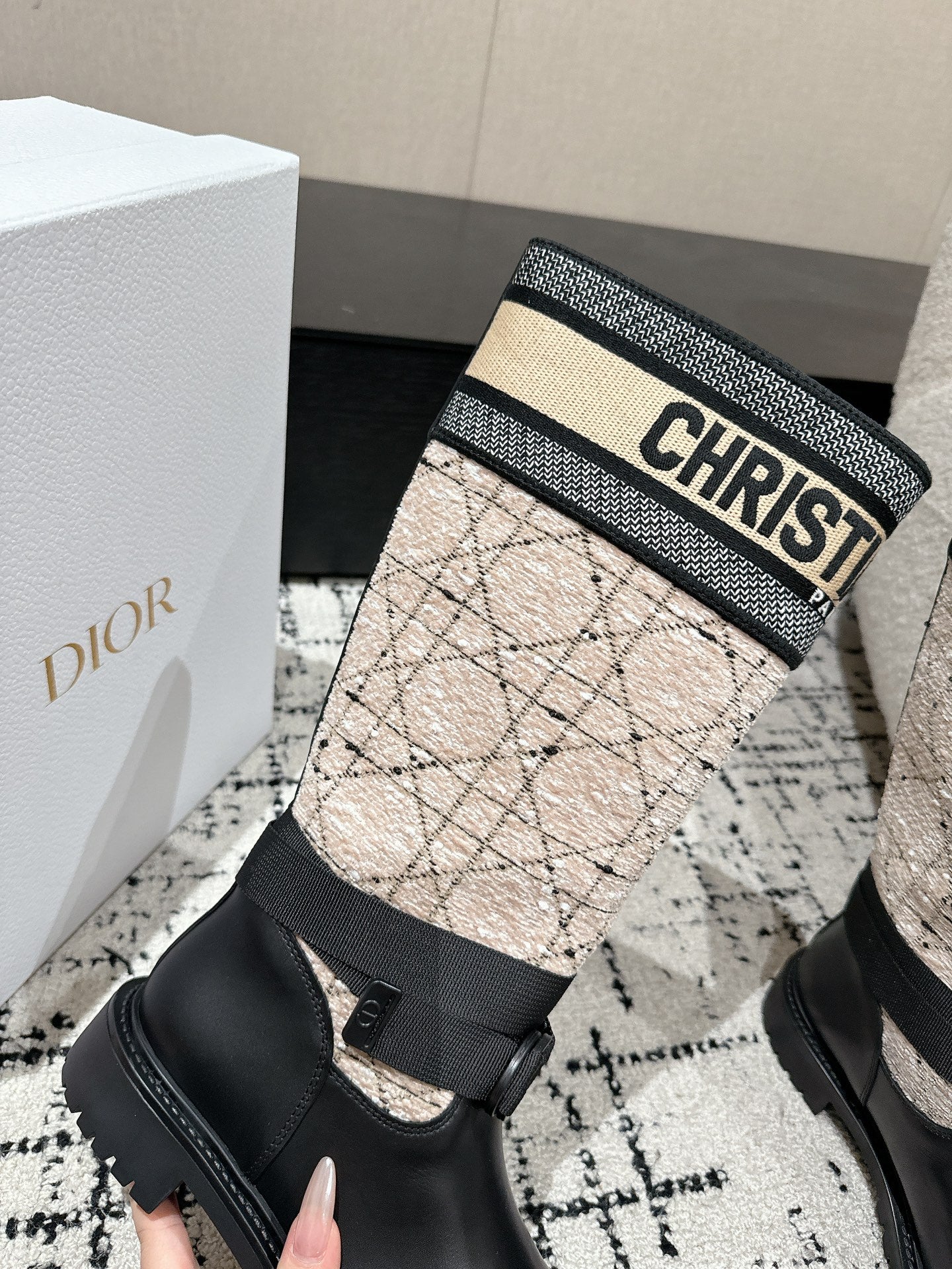 Beige & Black DM Boot