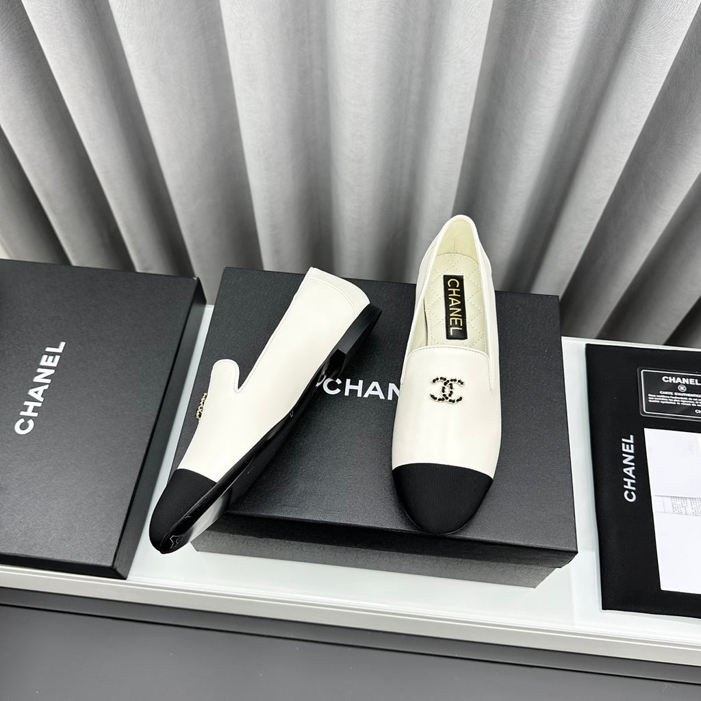 White & Black CC Moccasins