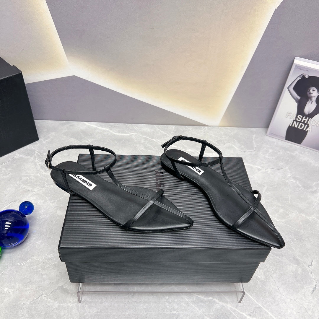 Black JS Flat Sandals