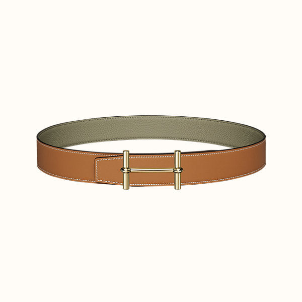 Brown HD gold belt buckle & leather strap