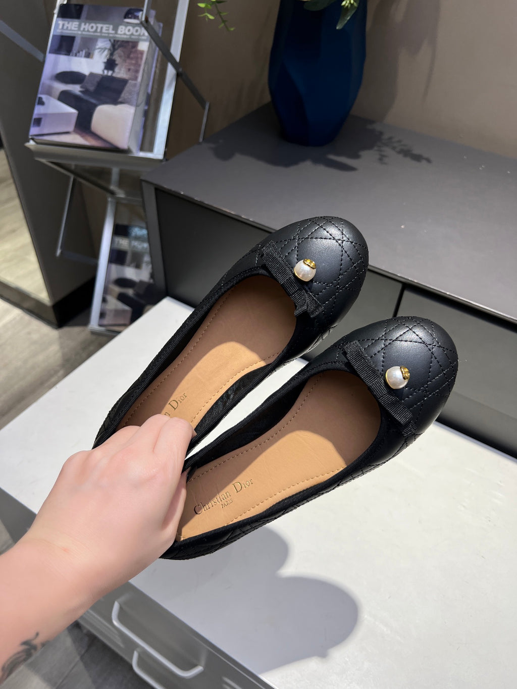 Black Quilted Ballet Flat