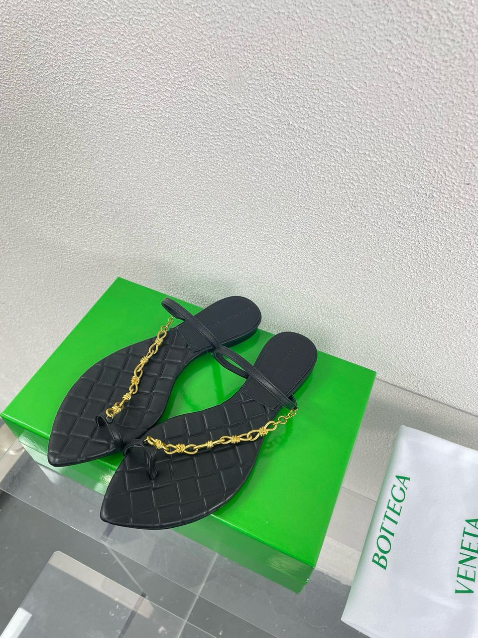 Black Leaf Flat Sandal