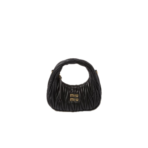 Black Wander Matelassé Leather Mini Hobo Bag