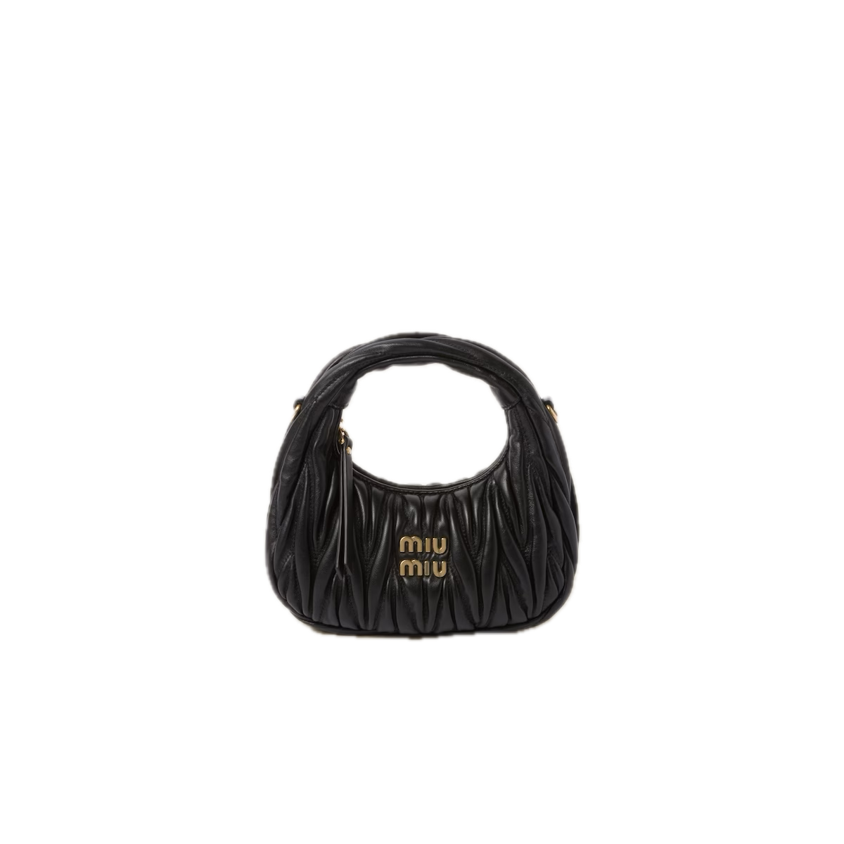 Black Wander Matelassé Leather Mini Hobo Bag