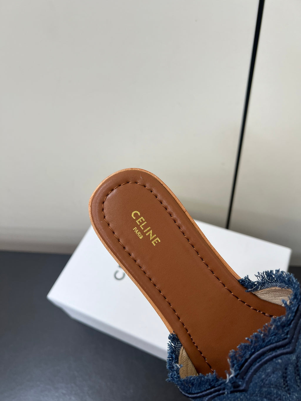 Blue Marina Fringed Mule In Denim