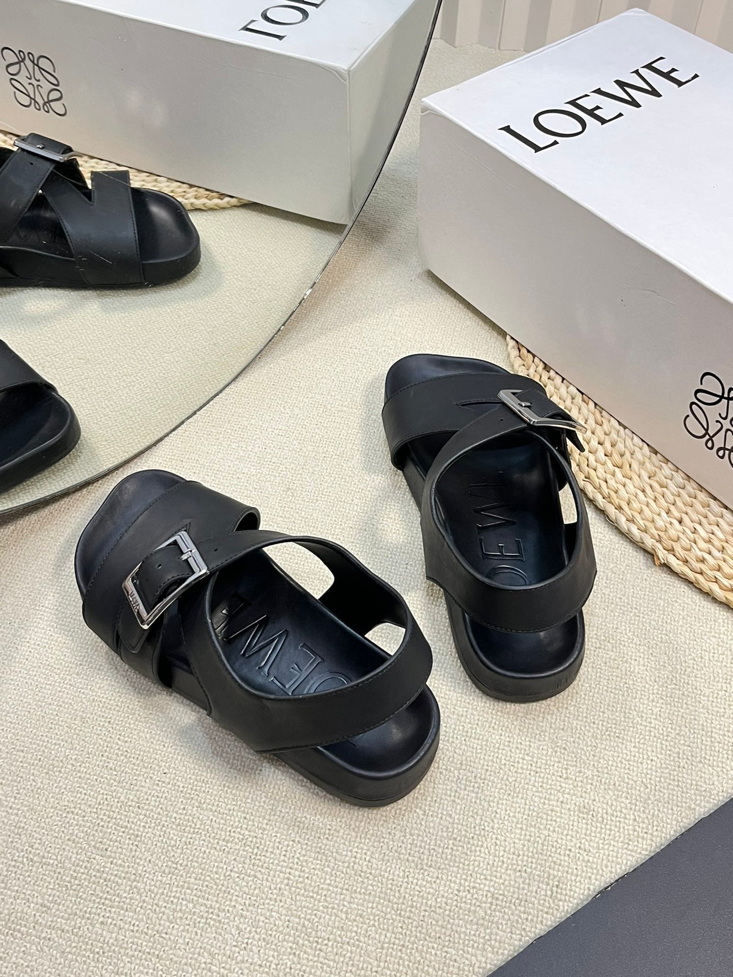 Black LE Buckle Sandal