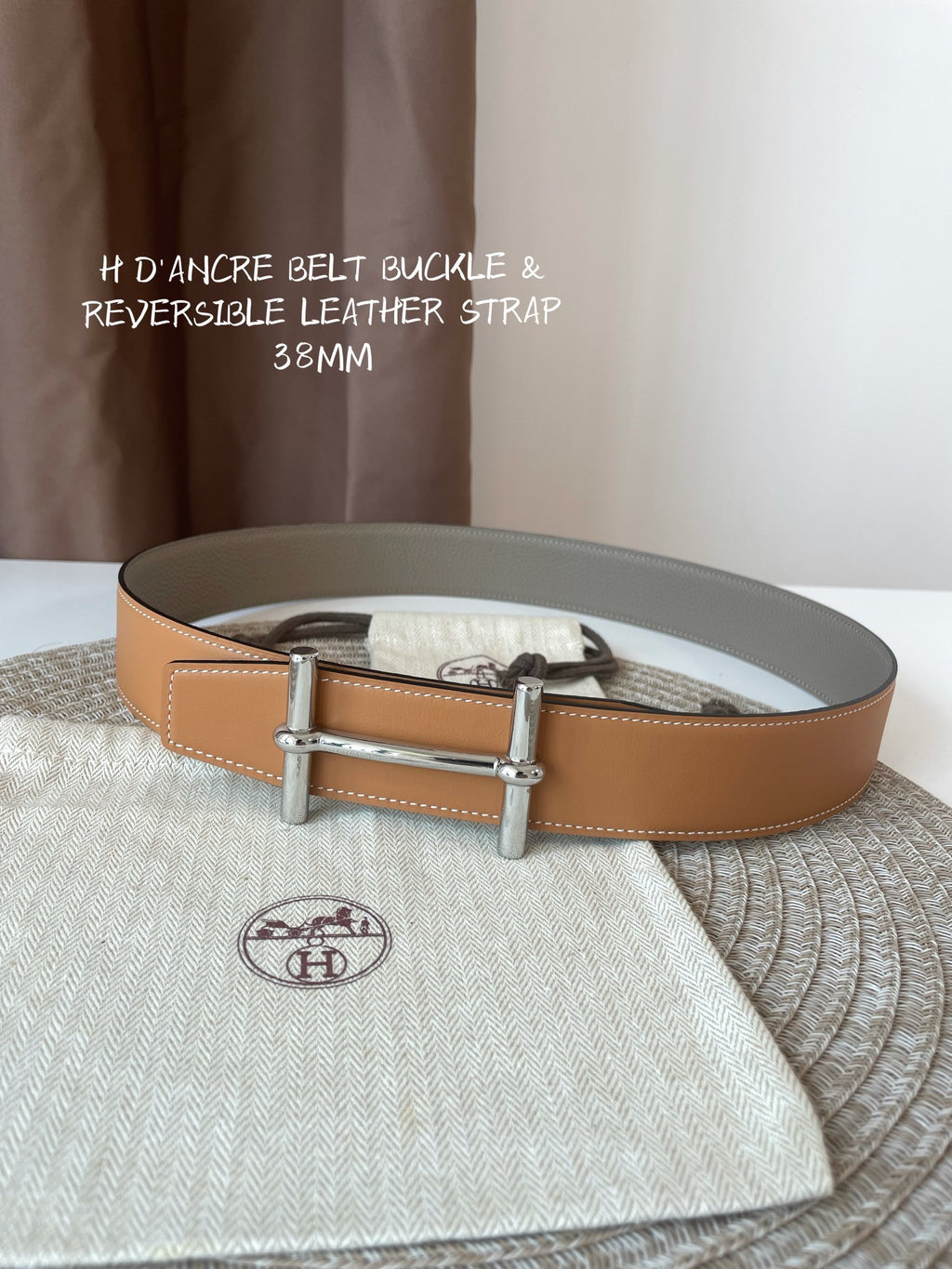 Brown HD silver belt buckle & leather strap
