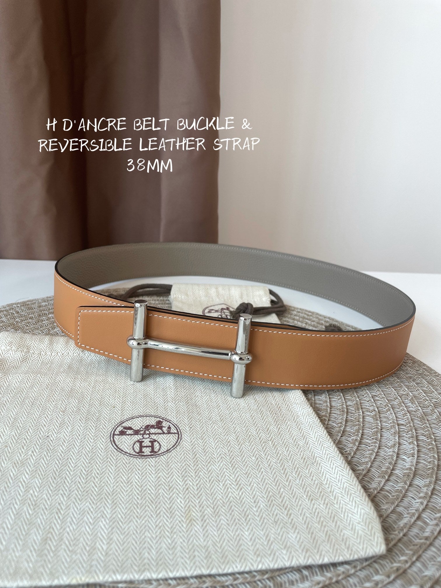Brown HD silver belt buckle & leather strap