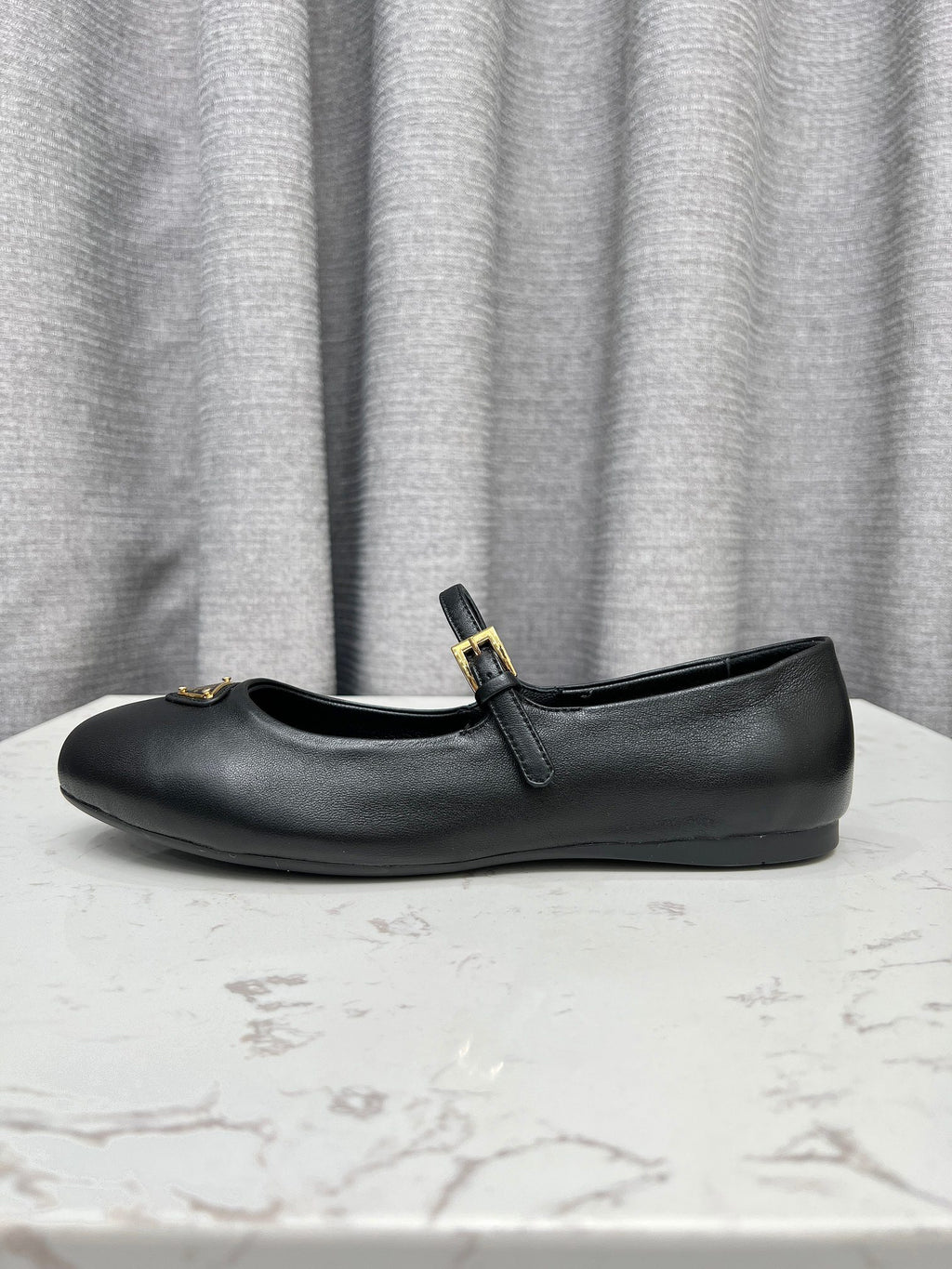 Black P Leather Ballerinas
