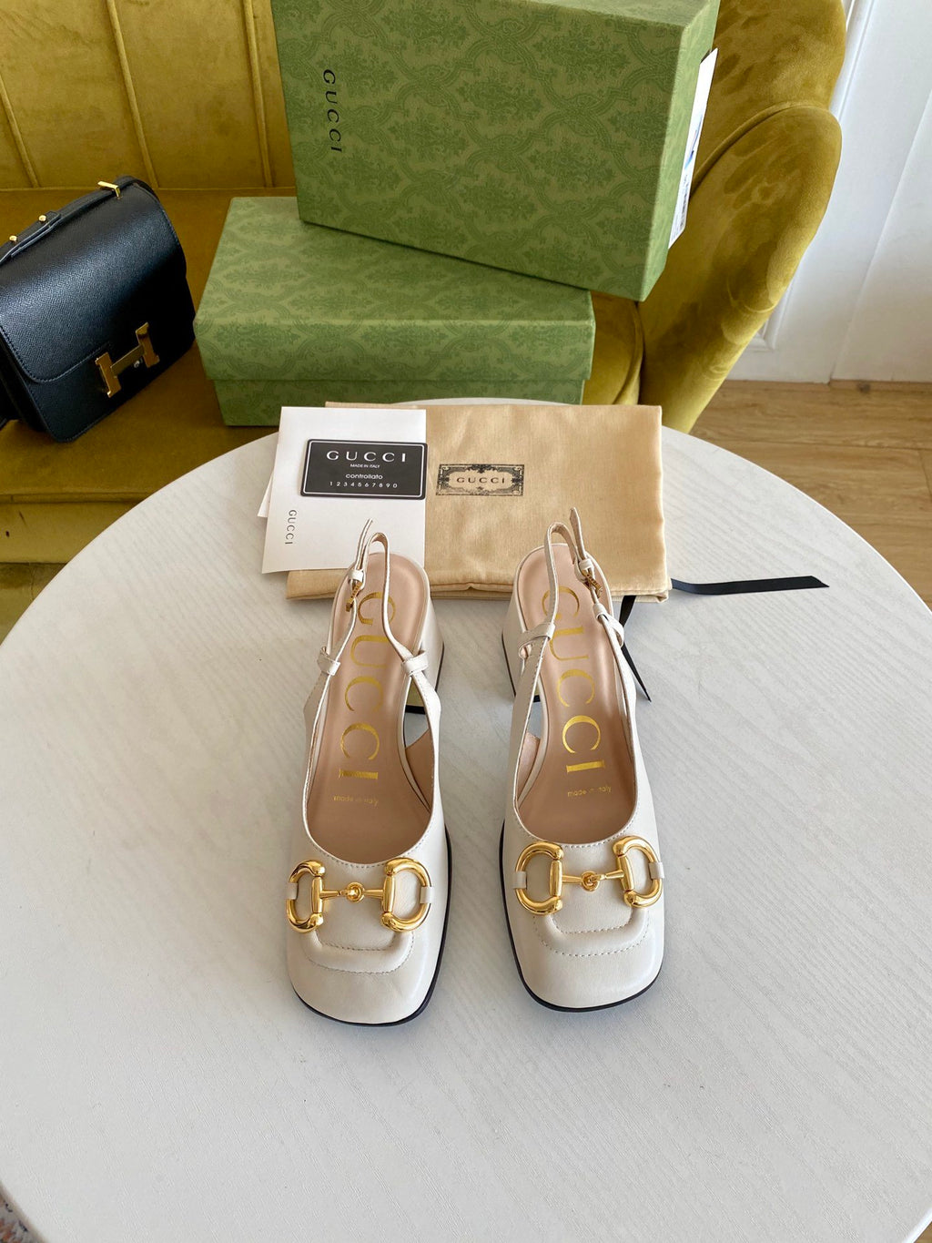 White mid-heel slingback