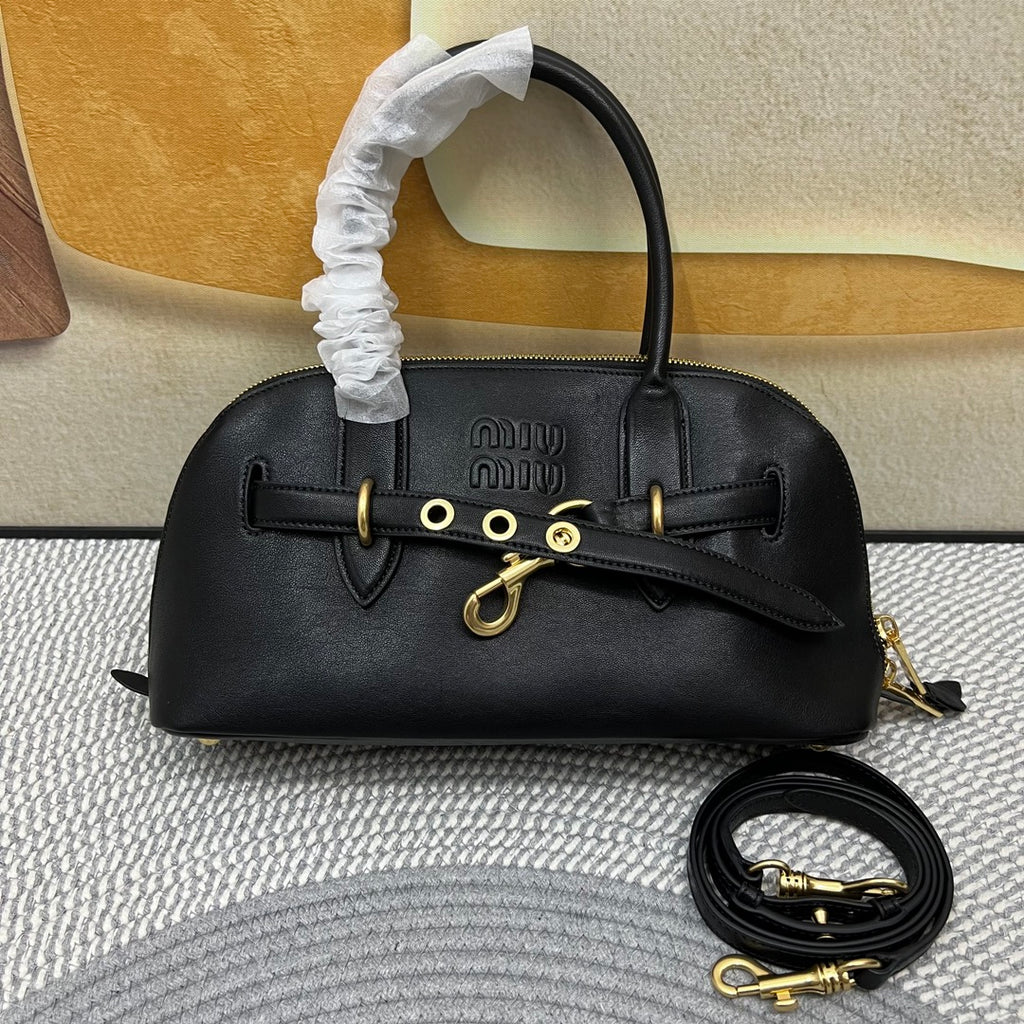 Black Aventure Leather Top-Handle Bag
