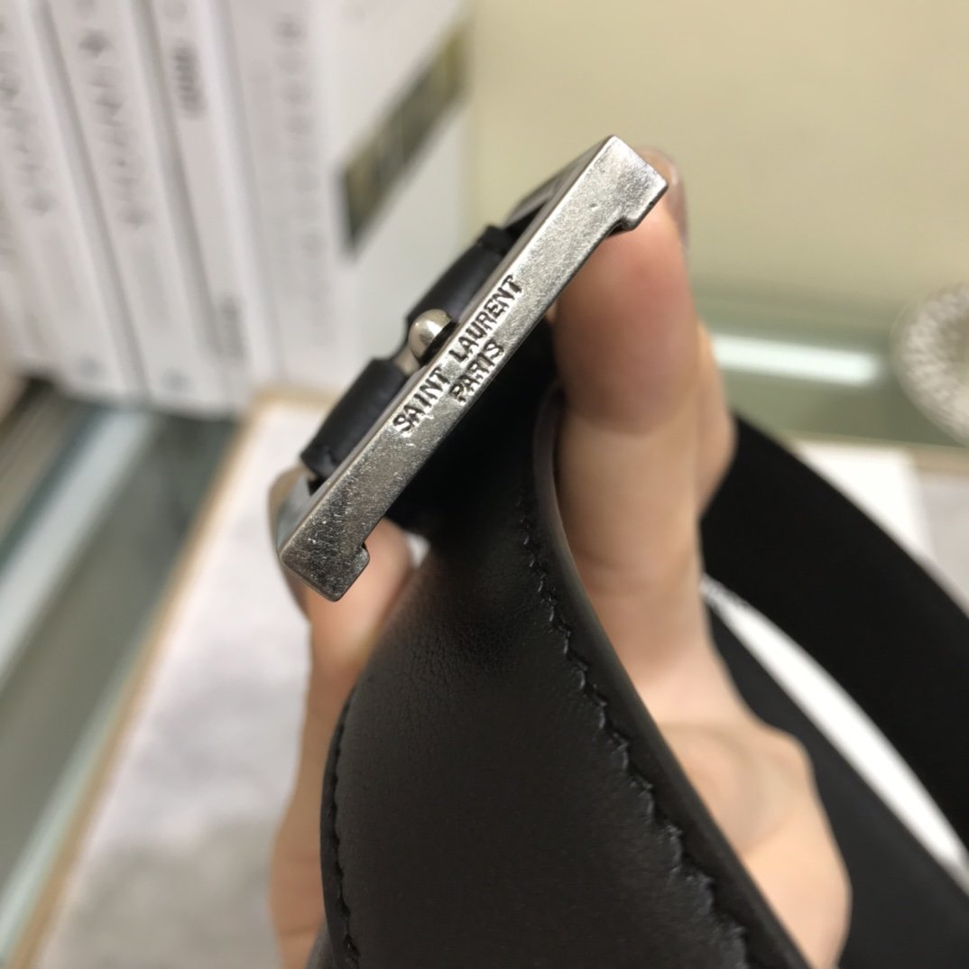 Silver embellished leather belt