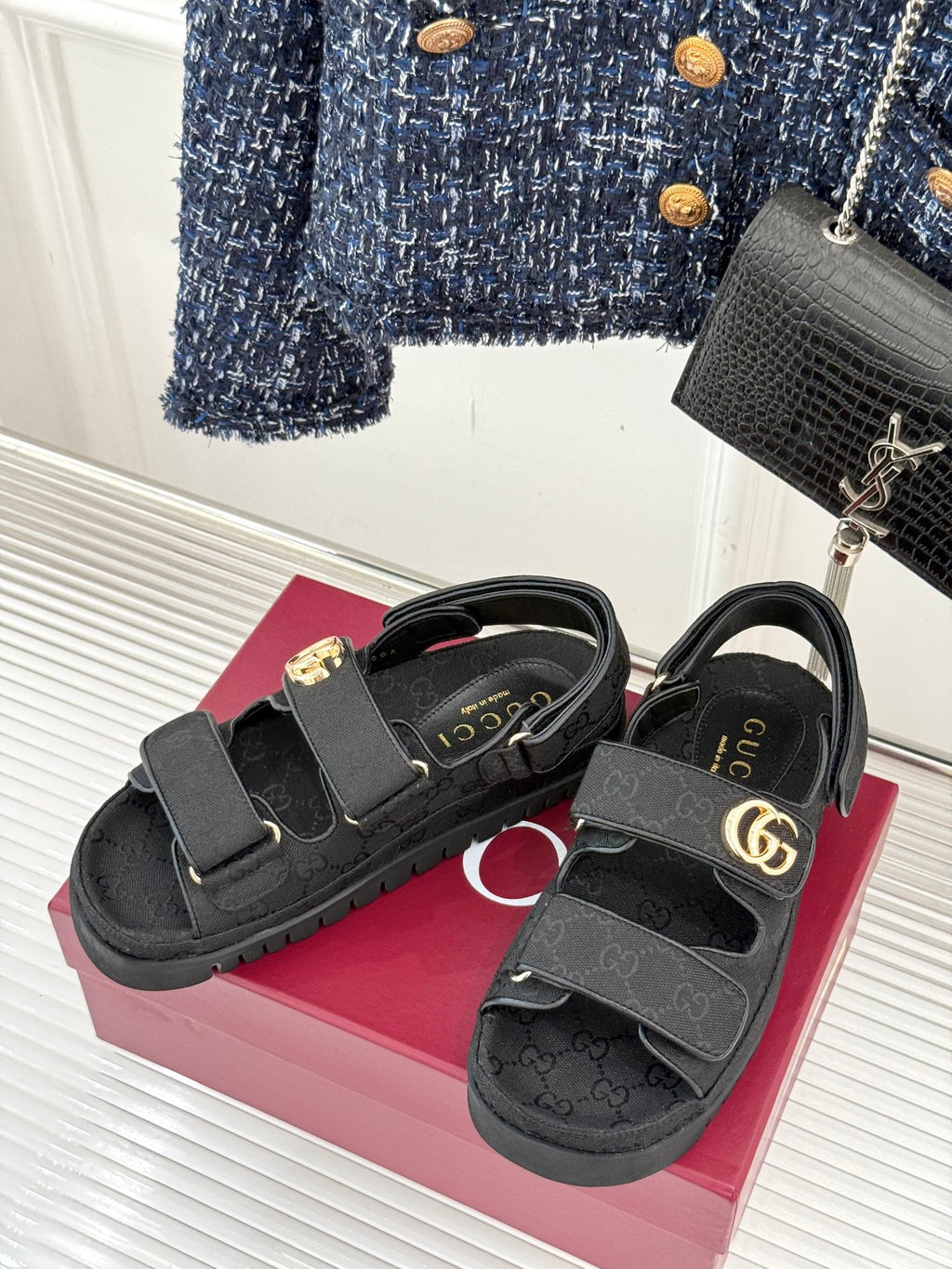 Black Sandal With Double G
