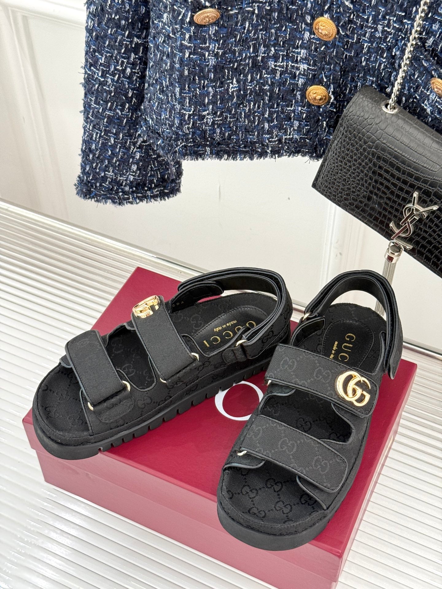 Black Sandal With Double G