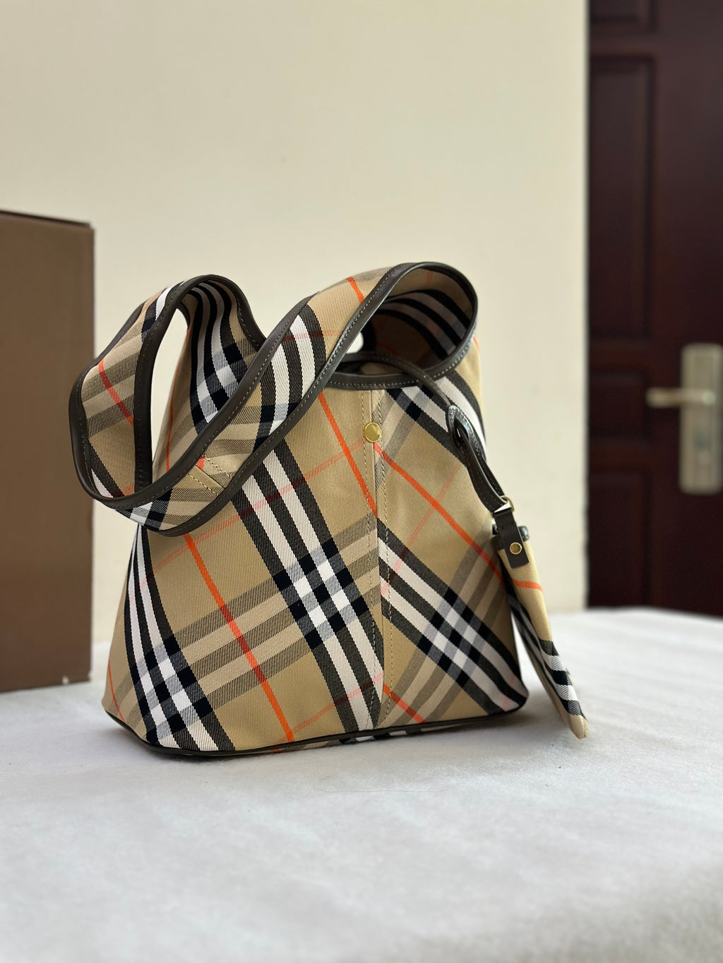 Sand Small Check Shoulder Bag