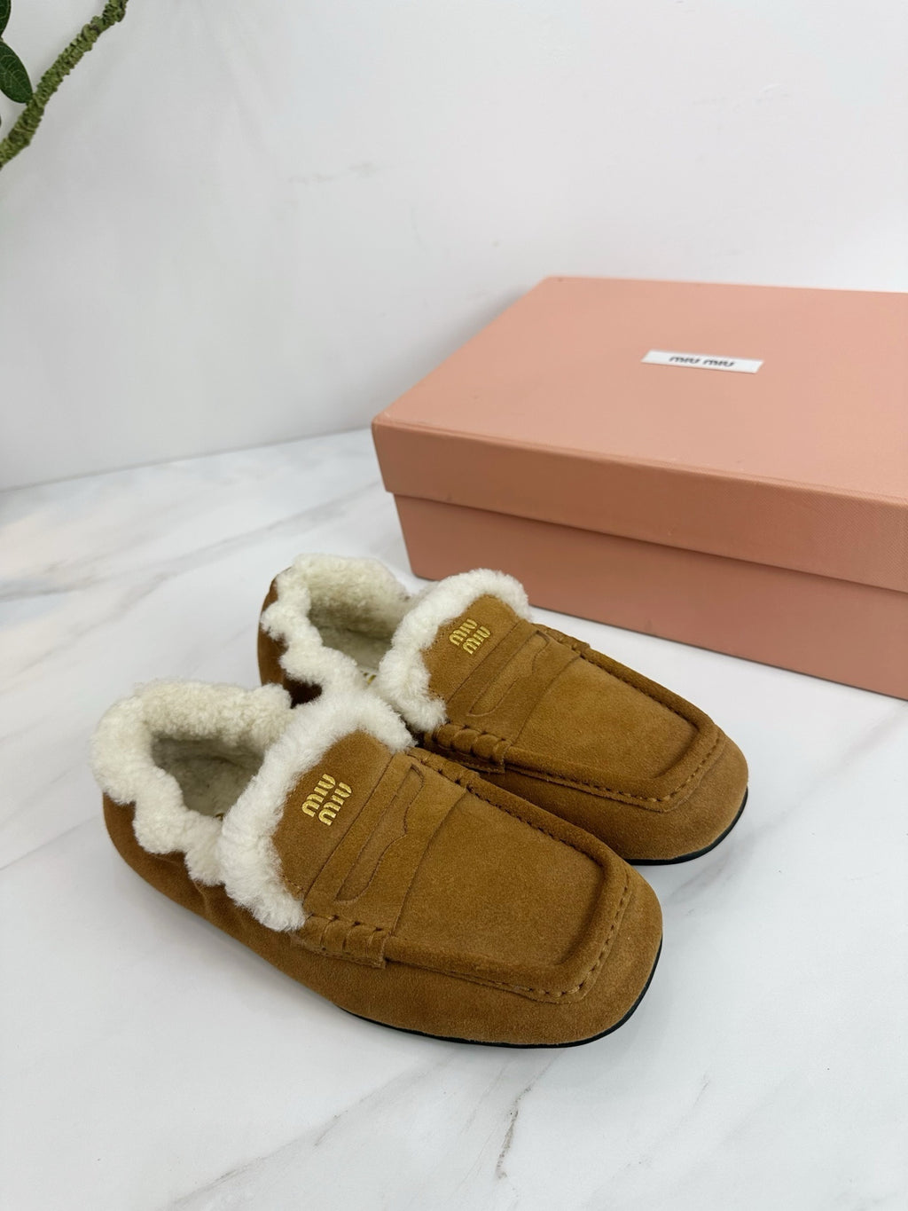 Cocoa Brown Ruches Suede Loafers