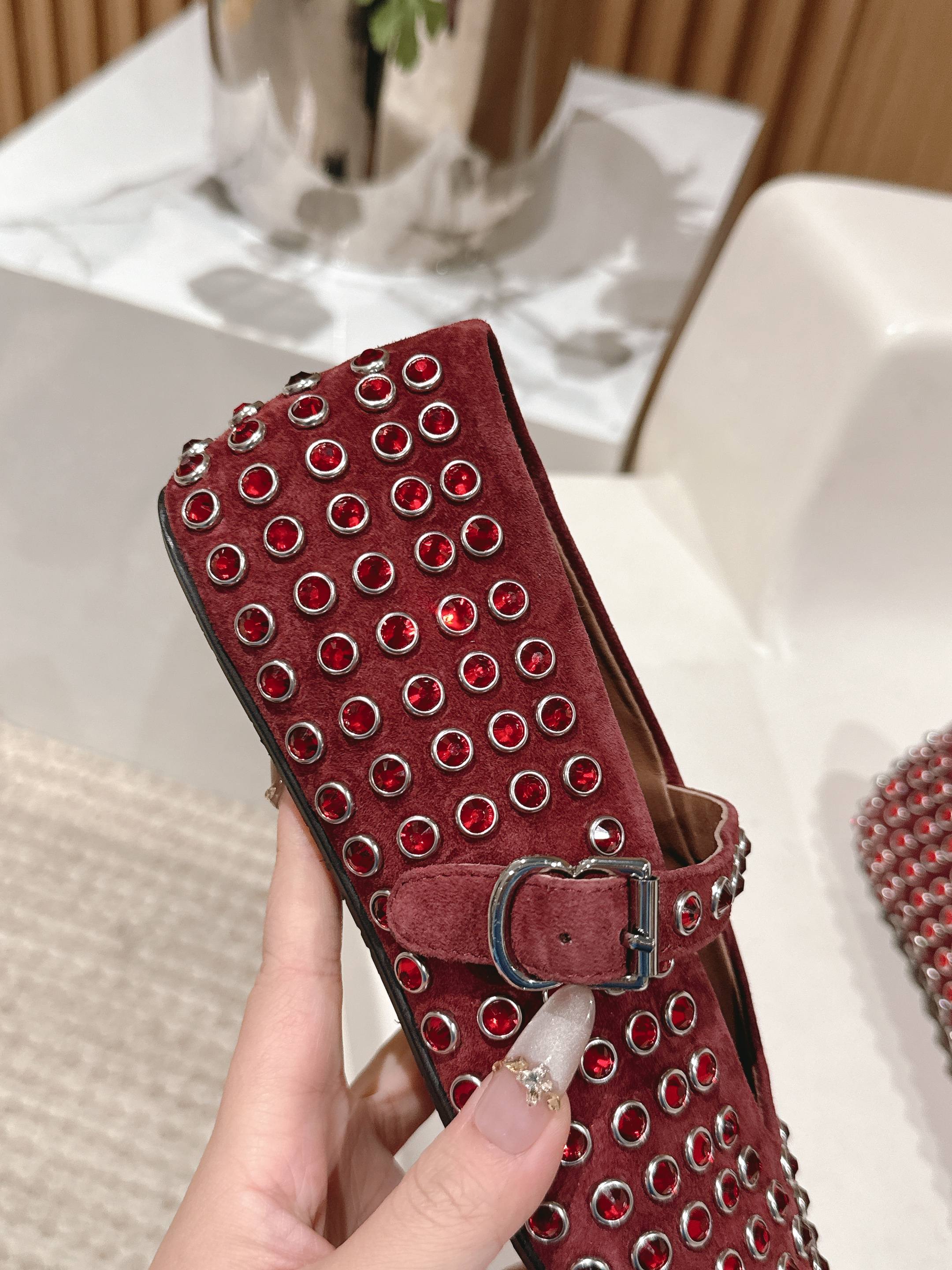 Red Strass Ballet Flats