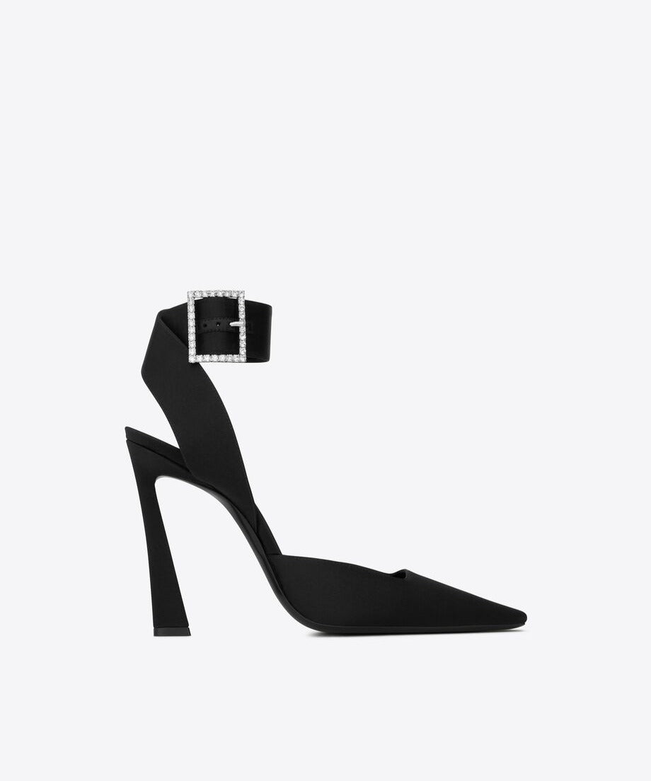 Black YF slingback pumps in crepe satin