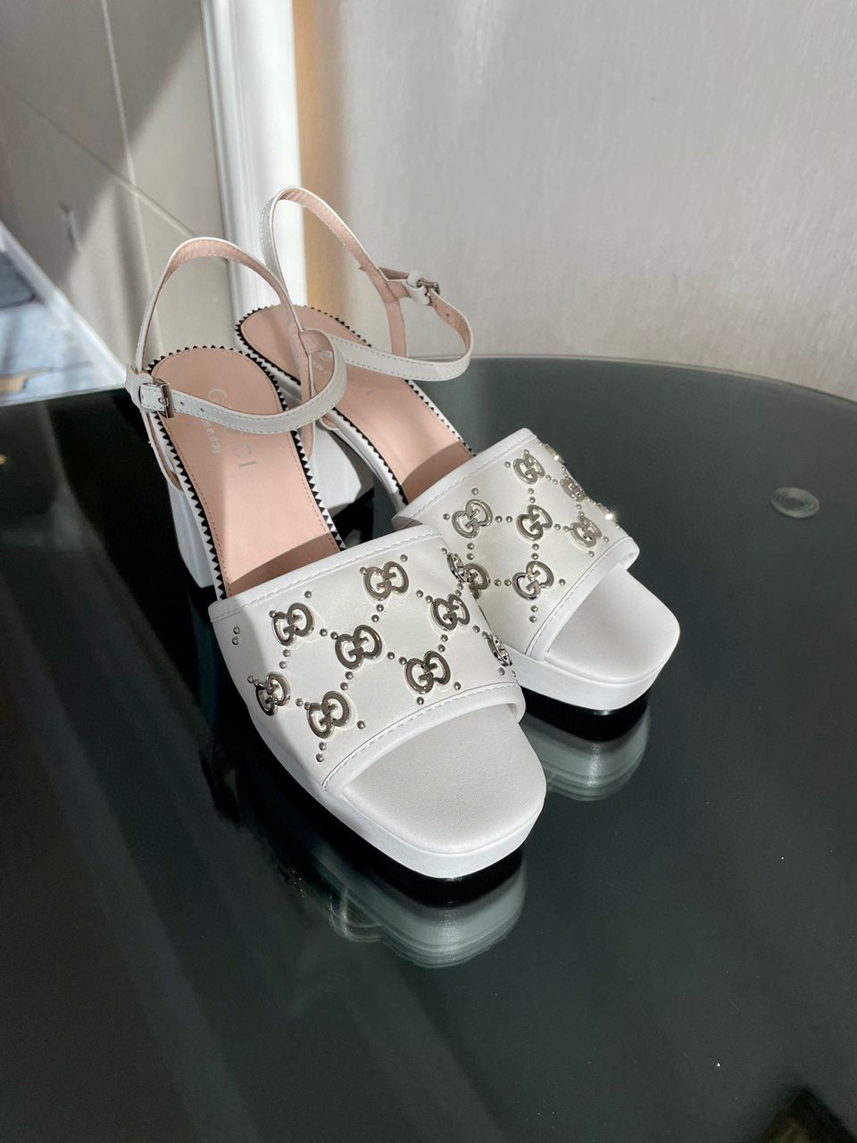 White Interlocking studs sandal