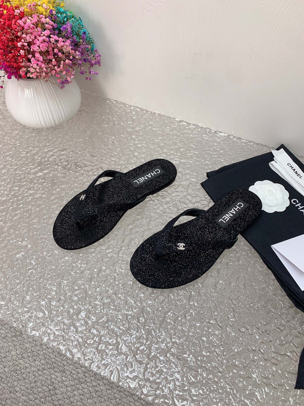 Dark Gray & Silver Thongs