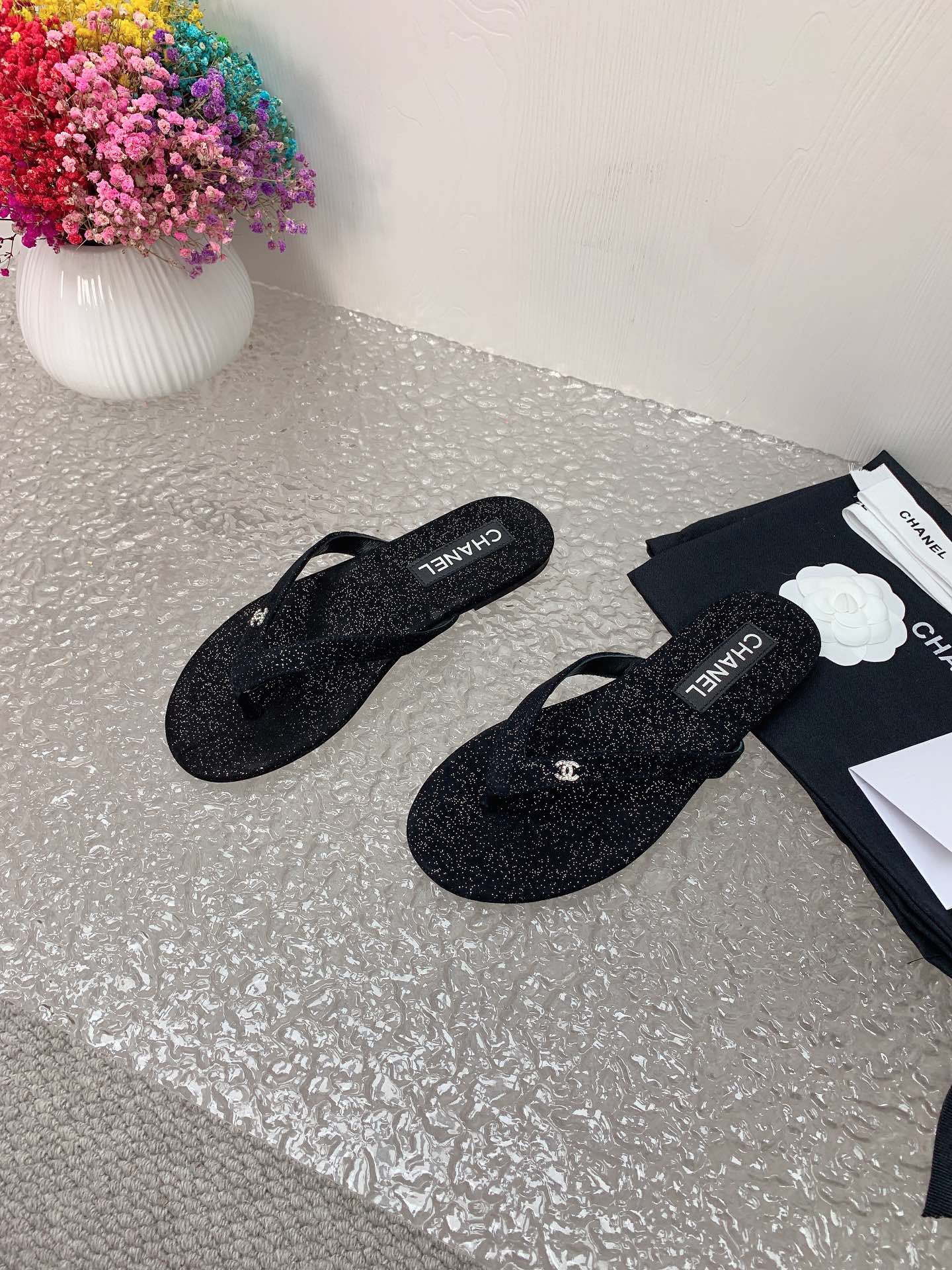 Dark Gray & Silver Thongs