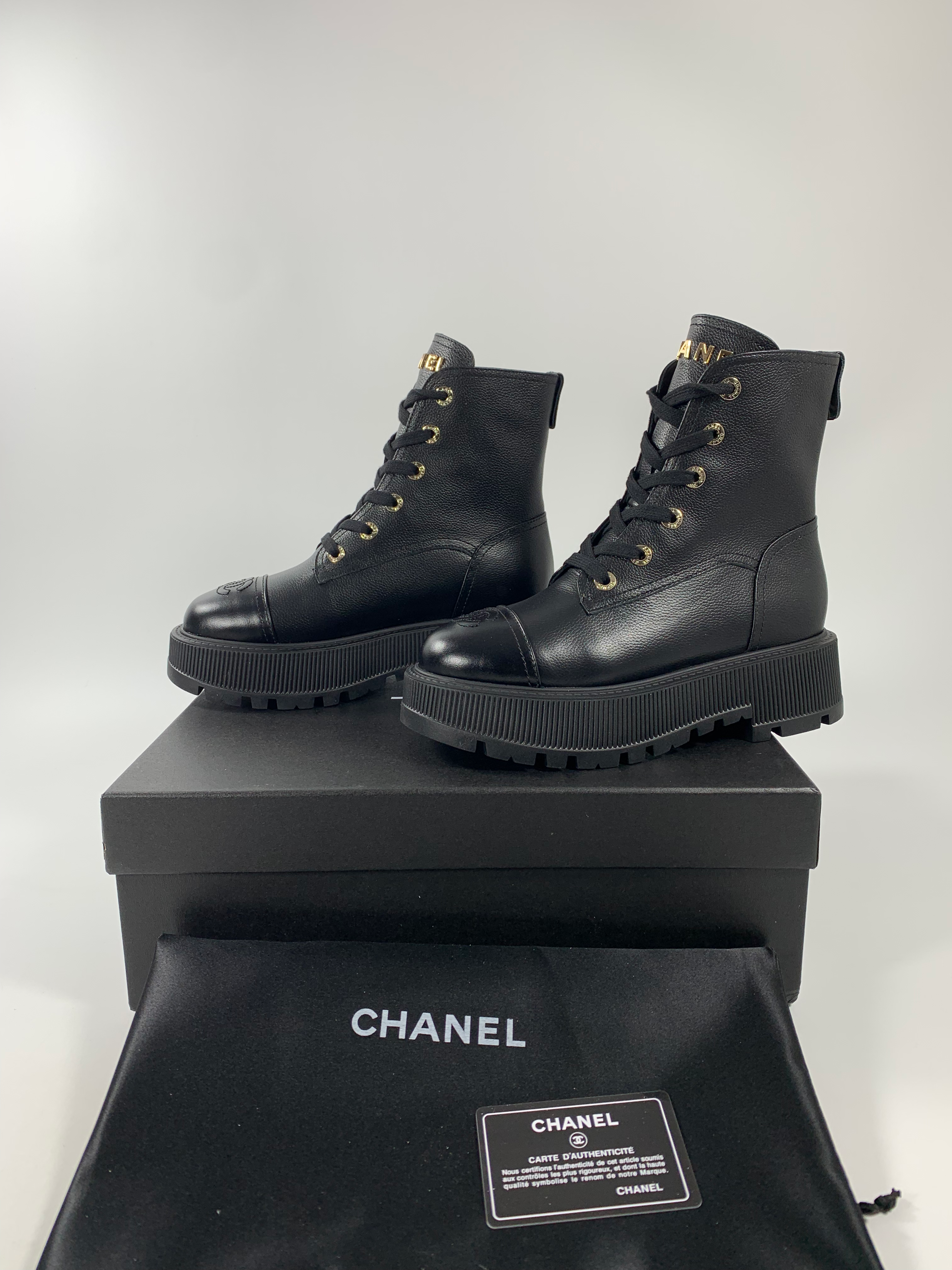 Black C Leather Ankle Boots