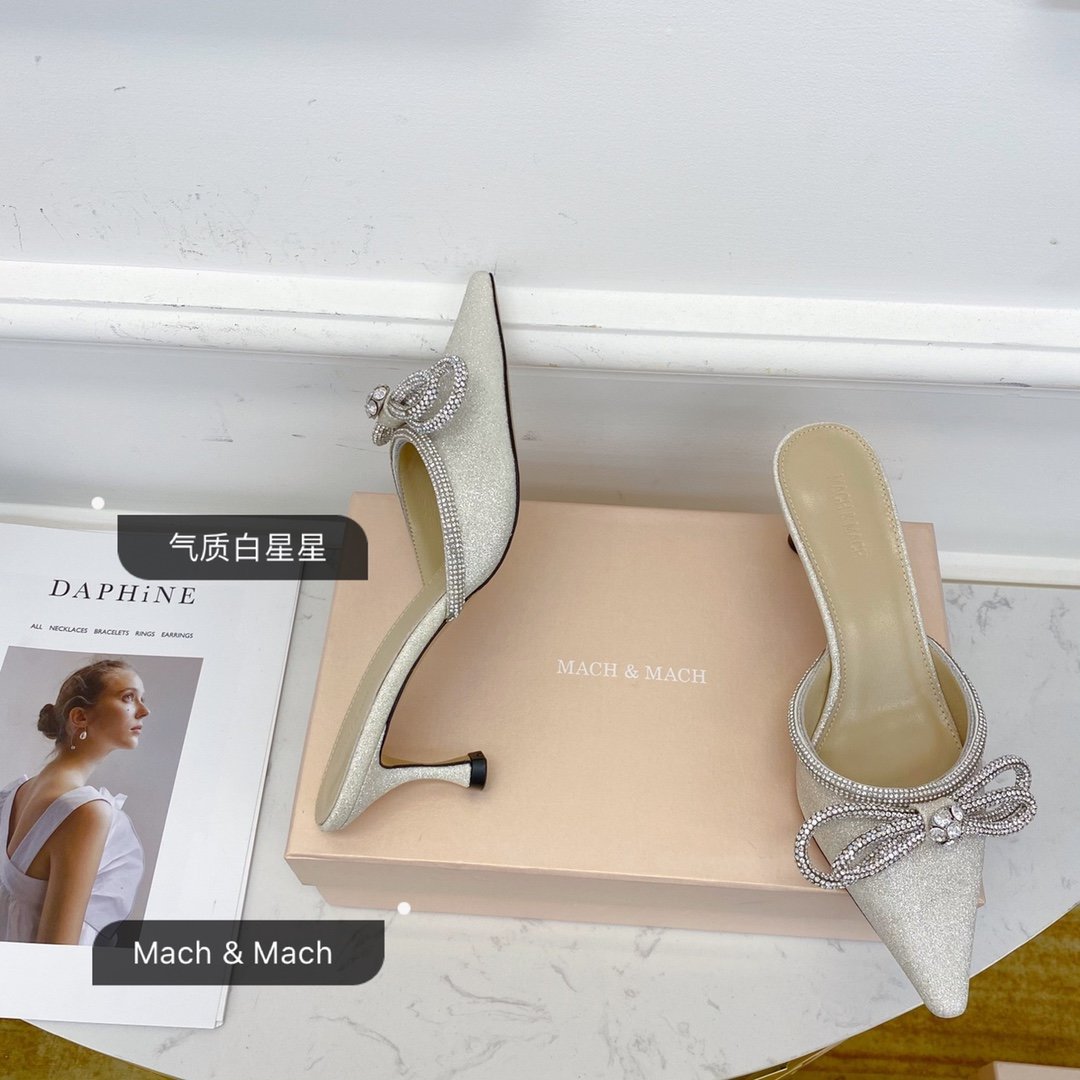 Metallic glitter double bow mule