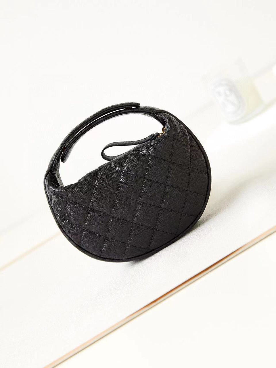 Black Caviar Quilted Pouch Pocket Hobo Bag