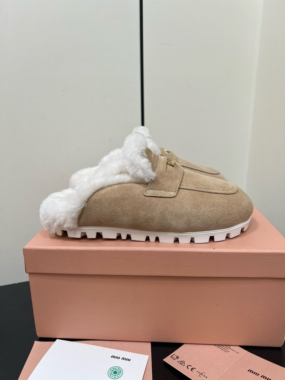 Ecru Suede Mules